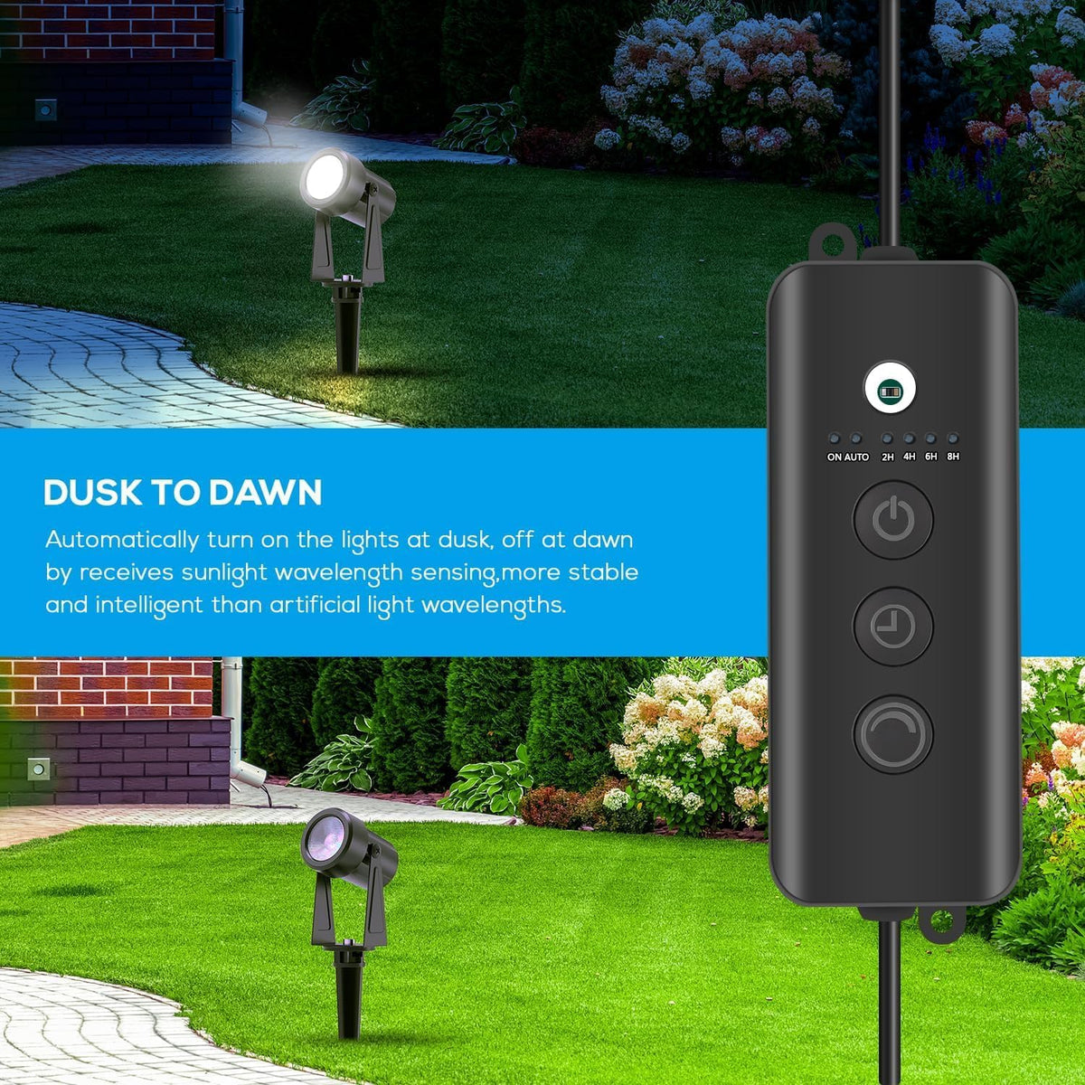 SUNTHIN Outdoor Landscape Lighting with Dusk to Dawn Sensor Controller, 4 Pack