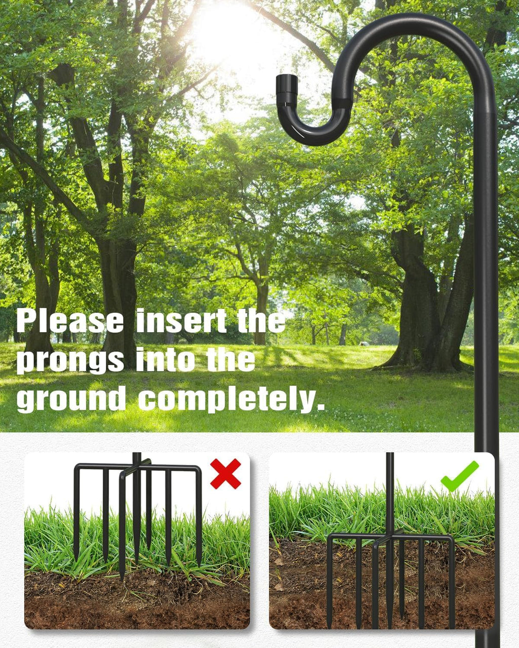 2 Pack 92 Inch Adjustable Metal Shepherd Hooks for Bird Feeder Outdoor | Heavy Duty Bird Feeder Hanger with 7 Prongs
