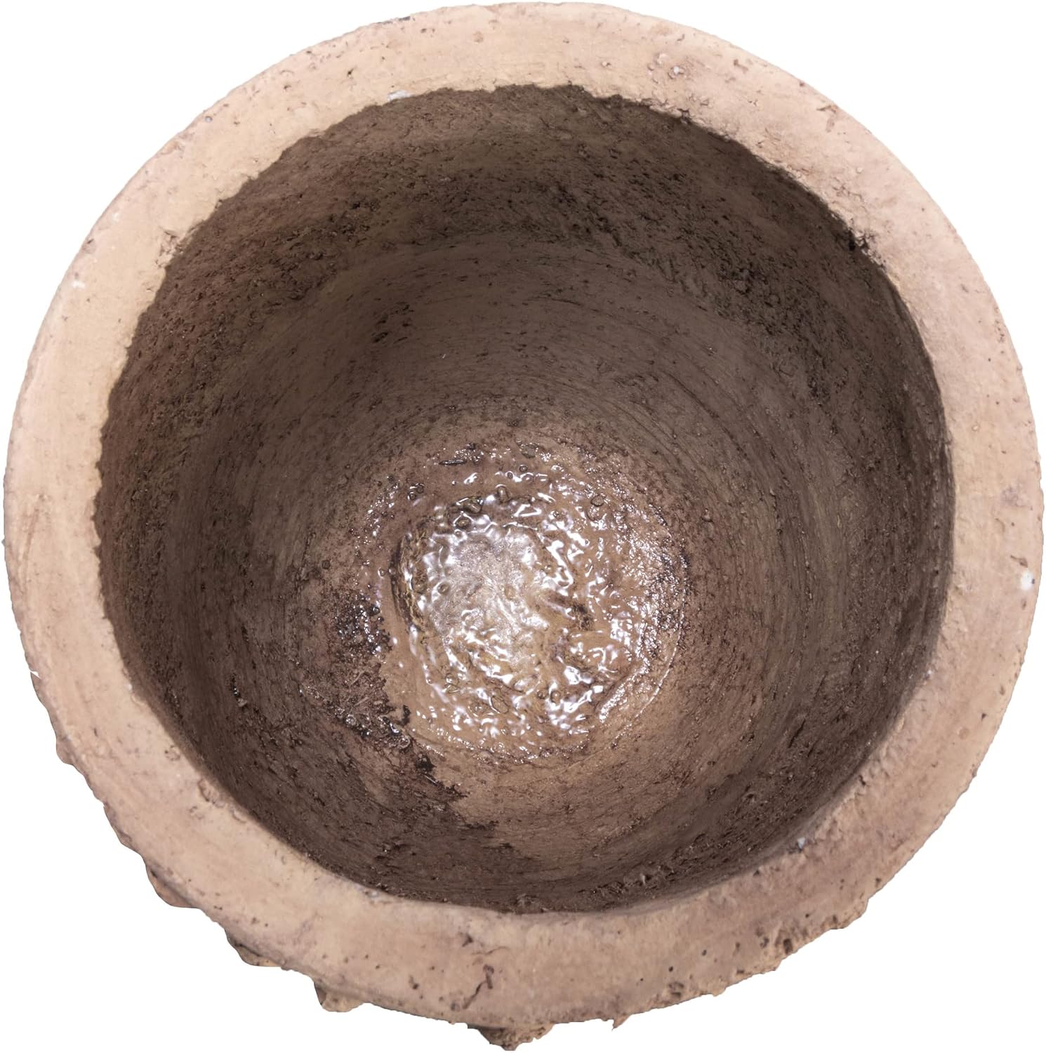 Creative Co-Op Round Sandstone Hobnail Planter with Distressed Finish, Greige