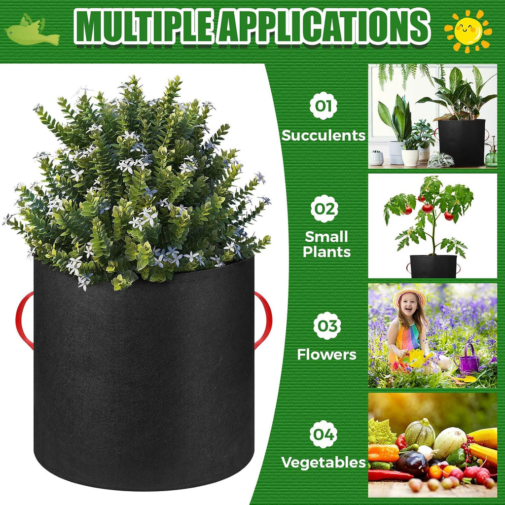 72 Pack 5 Gallon Plant Grow Bags Fabric Pots Bulk Aeration Heavy Duty Nonwoven Fabric Plant Pots with Handles Thick