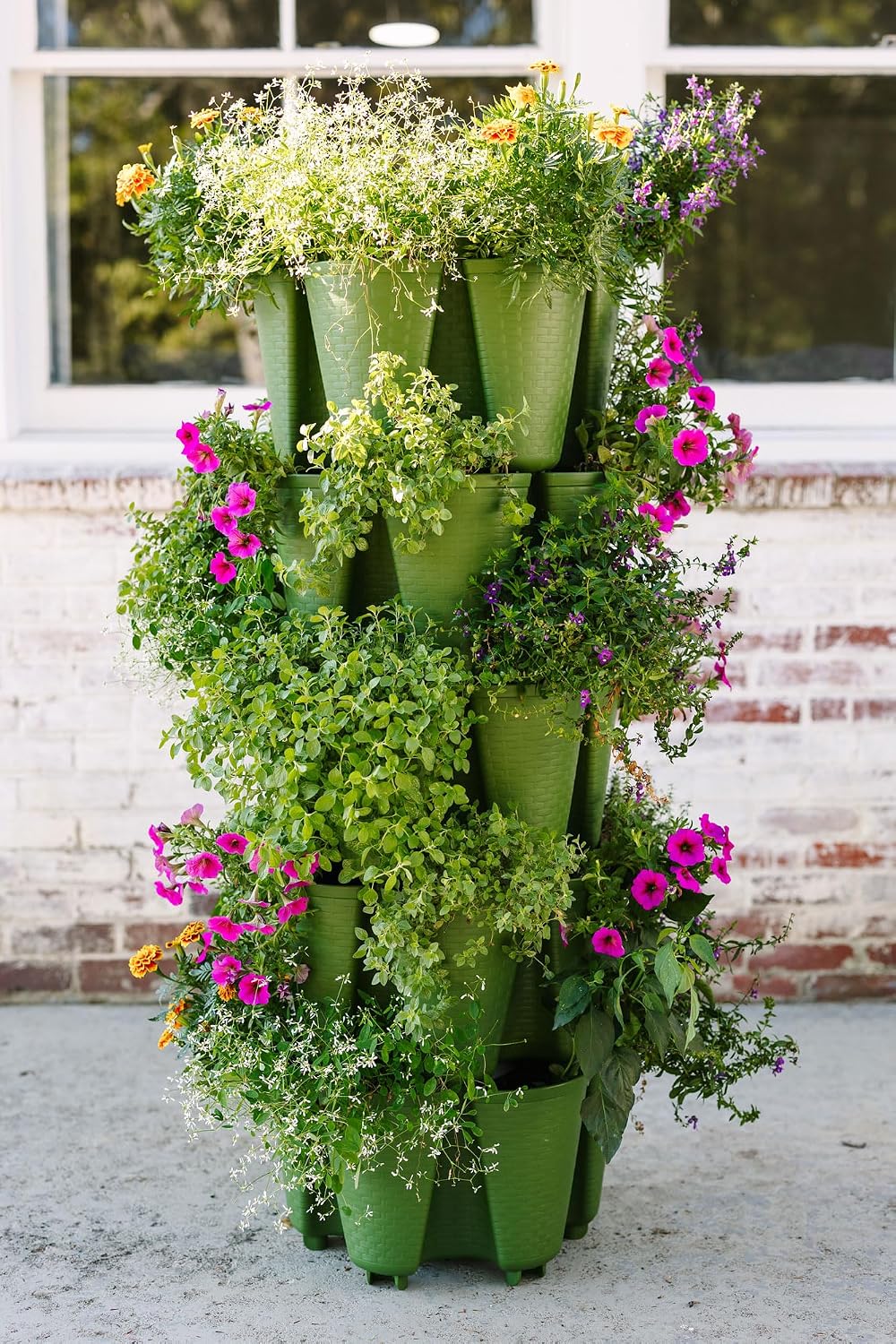 5 Tier Original Vertical Planter in Basket Weave Texture (Evergreen)