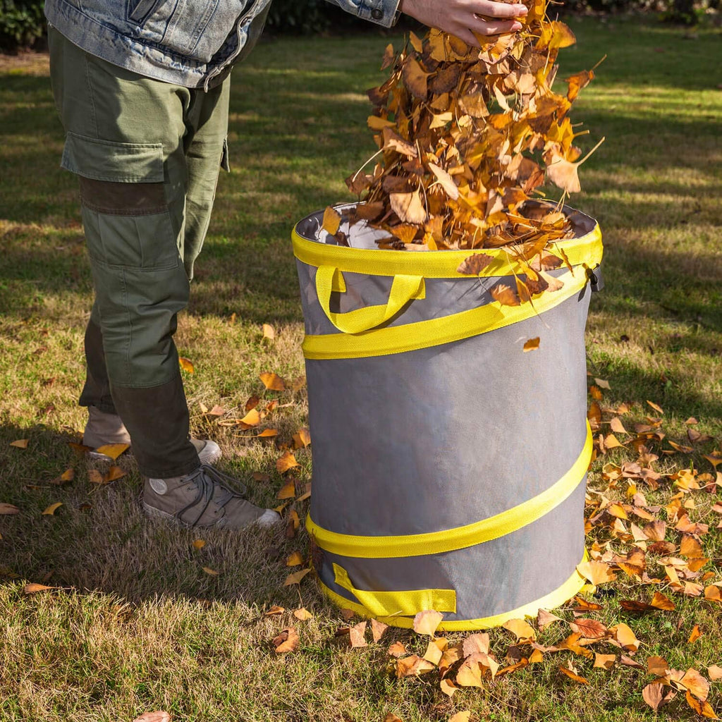 Jardineer Collapsible Pop Up Trash Can, 30 Gallon Reusable Yard Waste Bag with Handle, Foldable Portable Garden Leaf