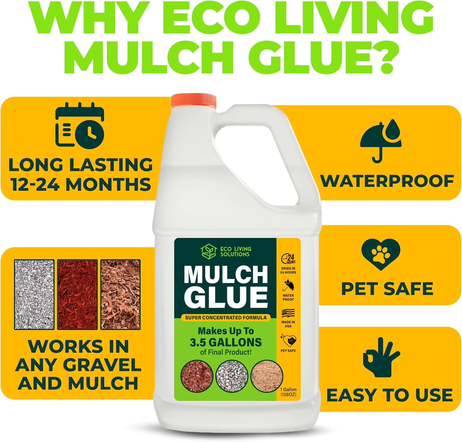 Mulch Glue for Landscaping - Rock & Gravel Binder | Spray Glue for Paver Sealer | Landscape Glue for Mulch & Pebbles