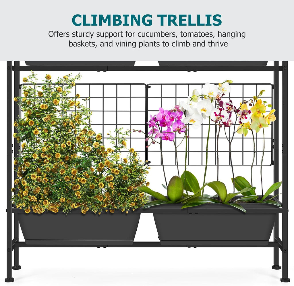 OYEAL Raised Garden Beds Outdoor with Legs 32" Tall Herb Garden Planters Box Raised Flower Beds for Gardening, Vertical