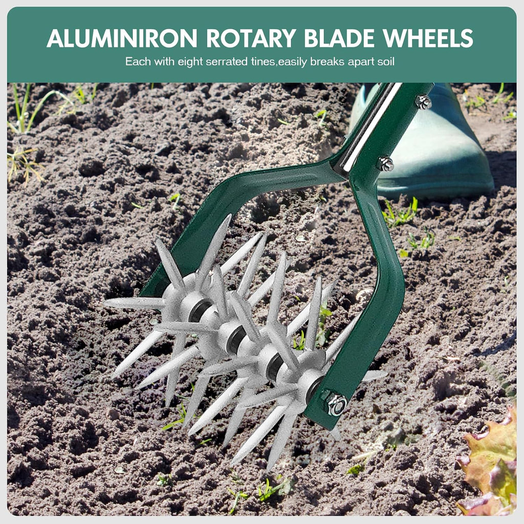YEELOR Rotary Cultivator Garden Tool with Durable Aluminum Gears | Manual Tiller, 57″ long handle, loosens soil, mixes