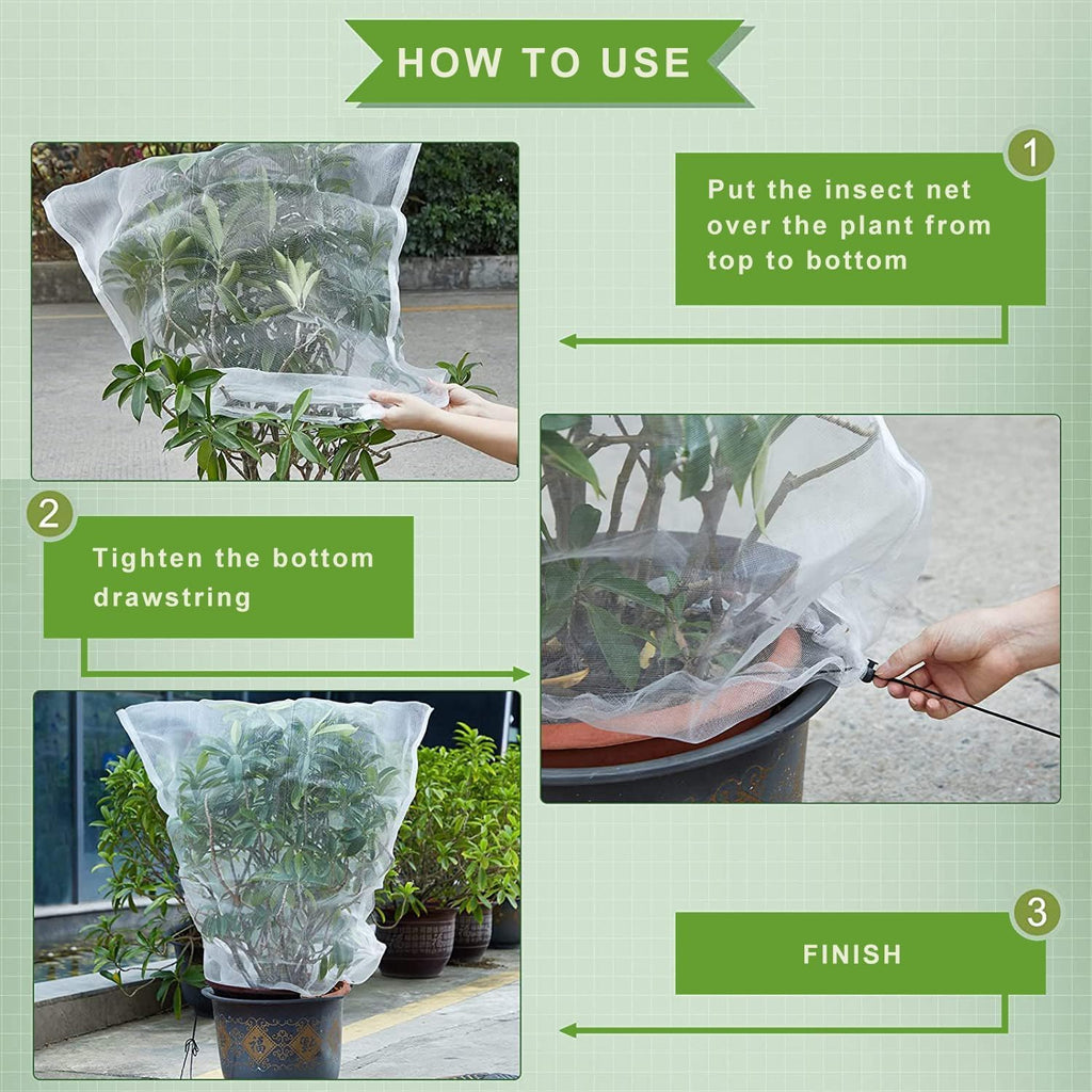 Drawstring Blueberry Netting for Bushes - 2Pack 3.28 * 2.62+ 2pack 4.92 * 3.94Ft - Easy Install Reusable Garden