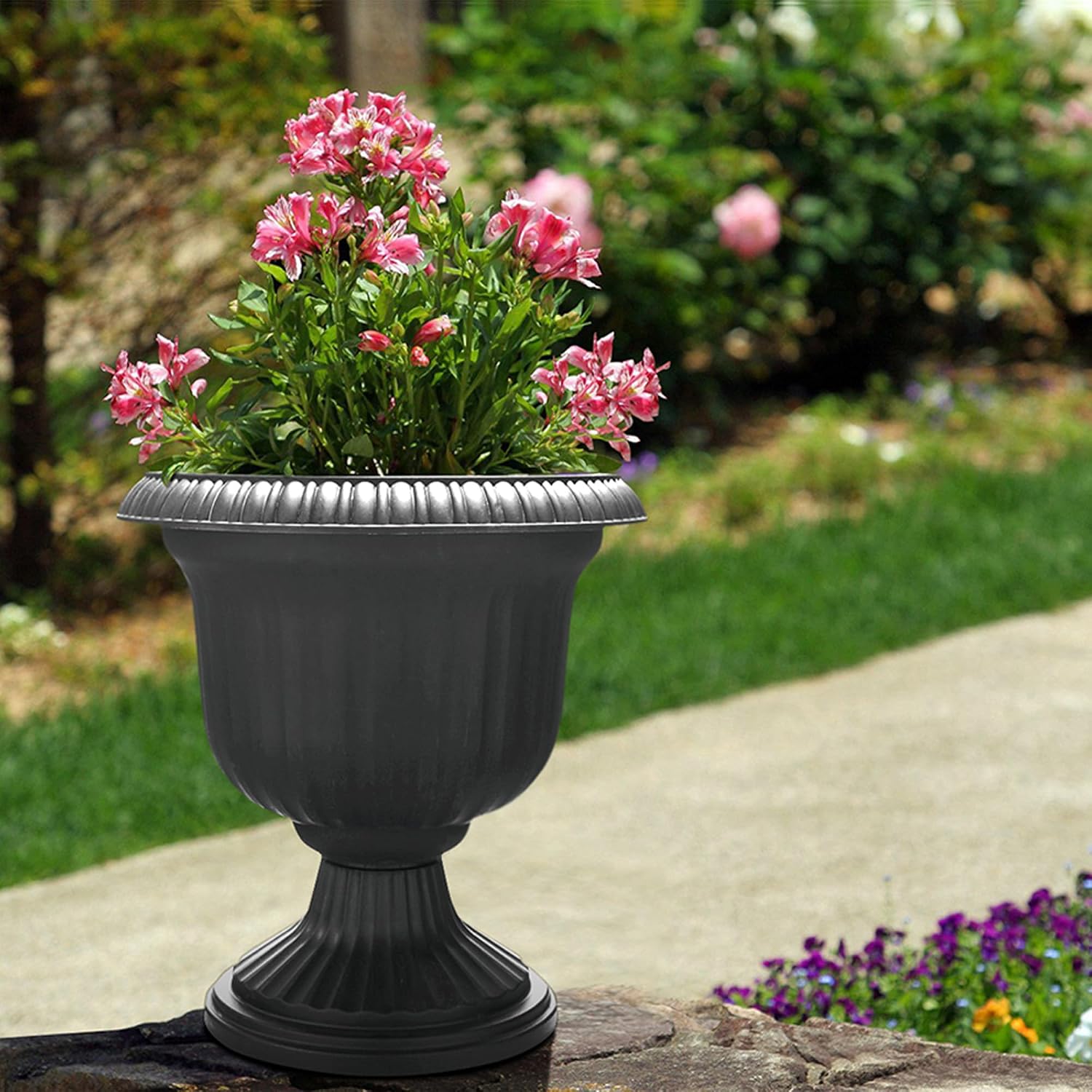 Southern Patio 2 Pack Utopian Urn Planter, Large 14 Inch Outdoor Pot, Lightweight Garden, Entryway, or Walkway