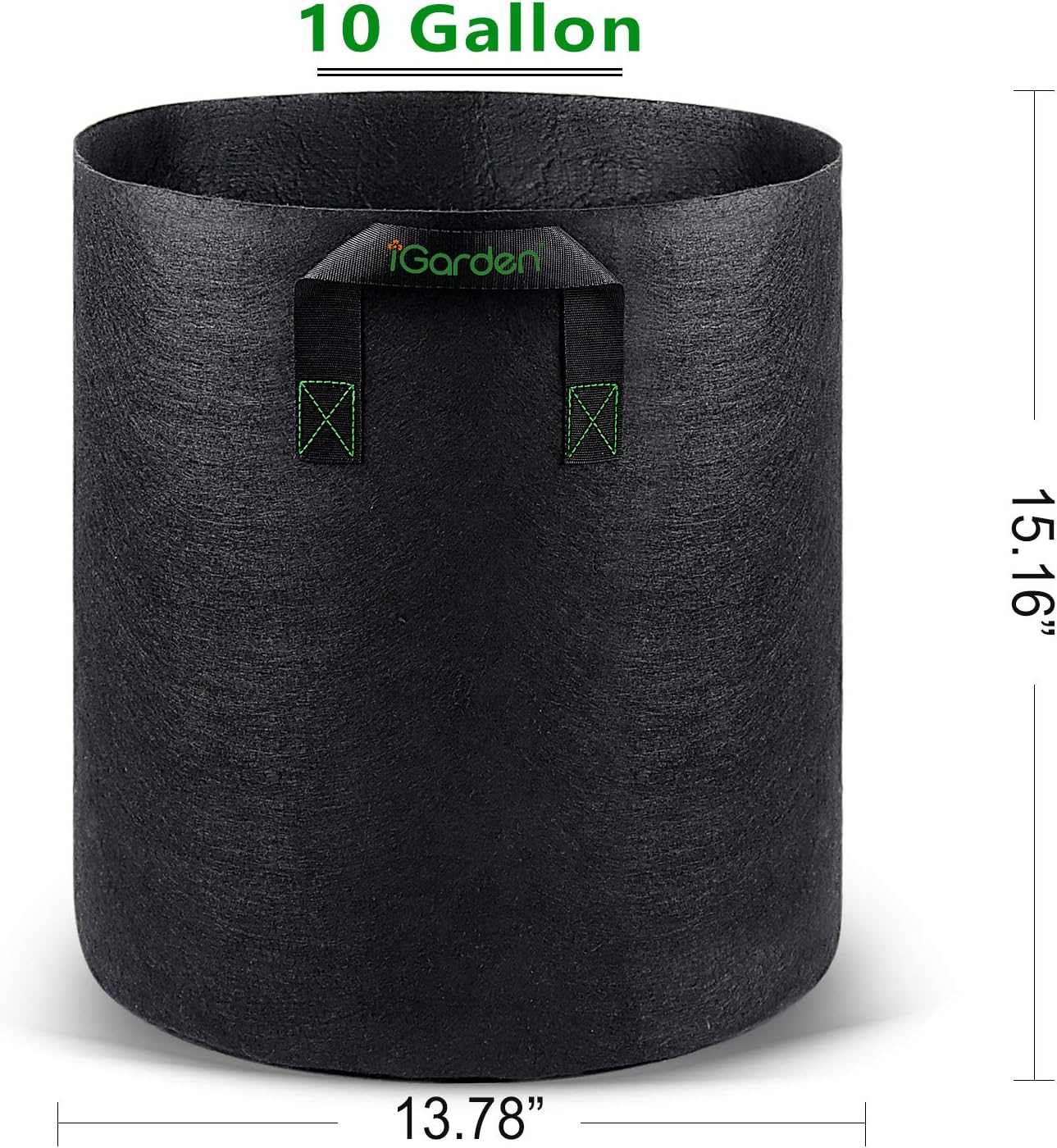 iGarden Grow Bags Tall, 10 Gallon Grow Pots 6 Pack with Handles, Heavy Duty 320G Thickened Nonwoven Fabric Plant Bag