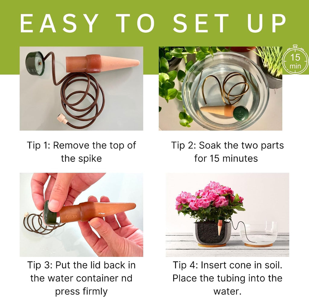 Blumat Classic Self-Watering Stakes - Prevents Overwatering and Underwatering for Healthy Growth While You are Away