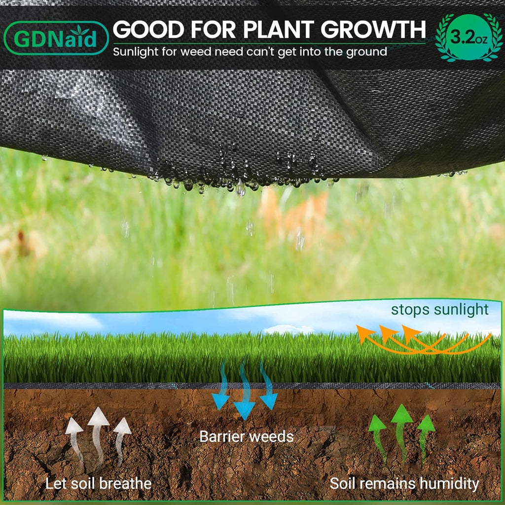 4ftx100ft Weed Barrier Landscape Fabric Heavy Duty, 3.2oz Weed Barrier Fabric, Easy Setup Woven Garden Weed Fabric