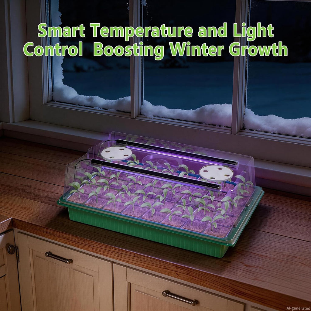 Seed Starter Tray with Grow Light, 2 Pack 80 Cells Seed Starter Kit, Complete System with Humidity Dome, Full Spectrum