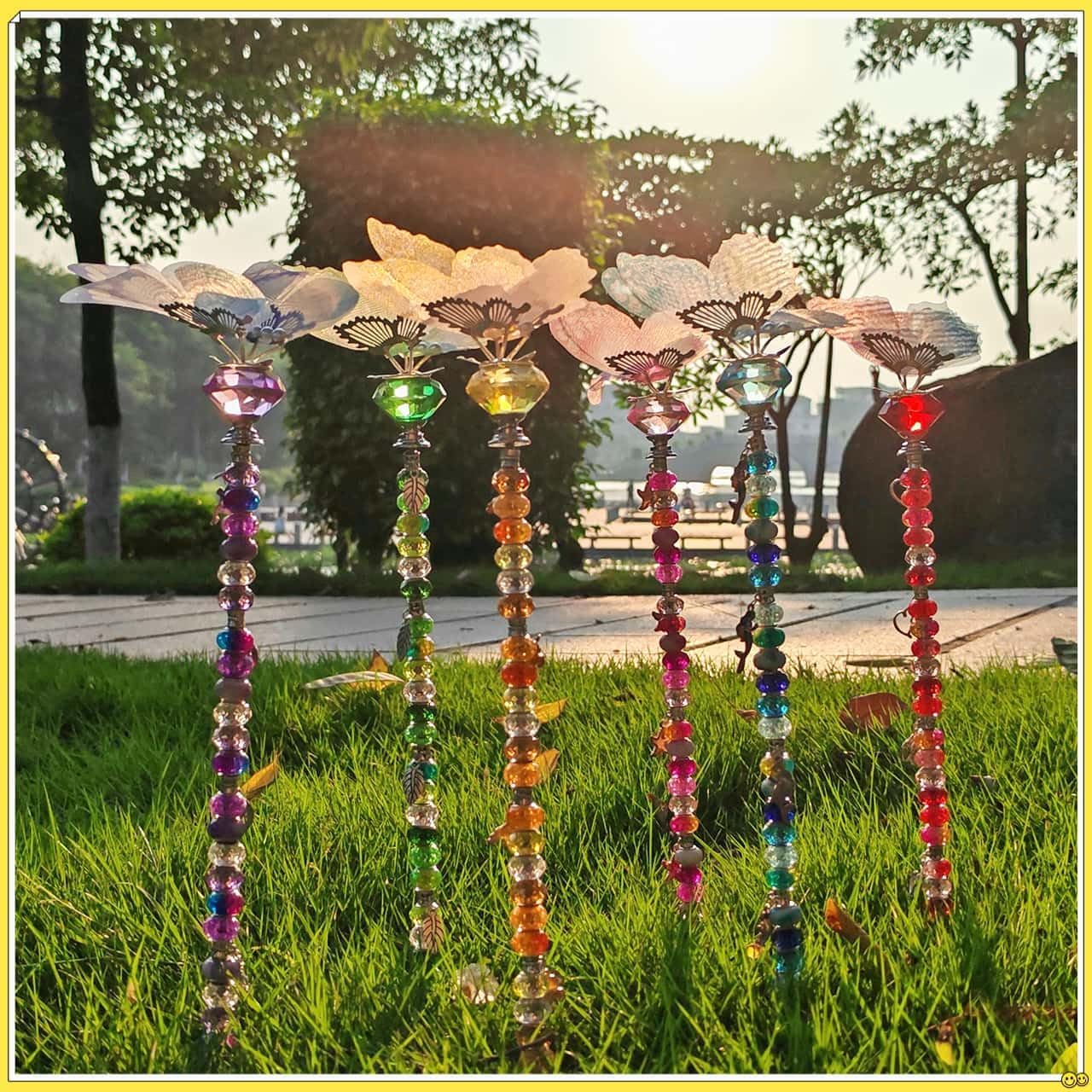 200Pcs DIY Butterfly Garden Stakes Kit - Fairy Wand Garden Stake Beads Kits, Fairy Garden Accessories Kit for Outdoor