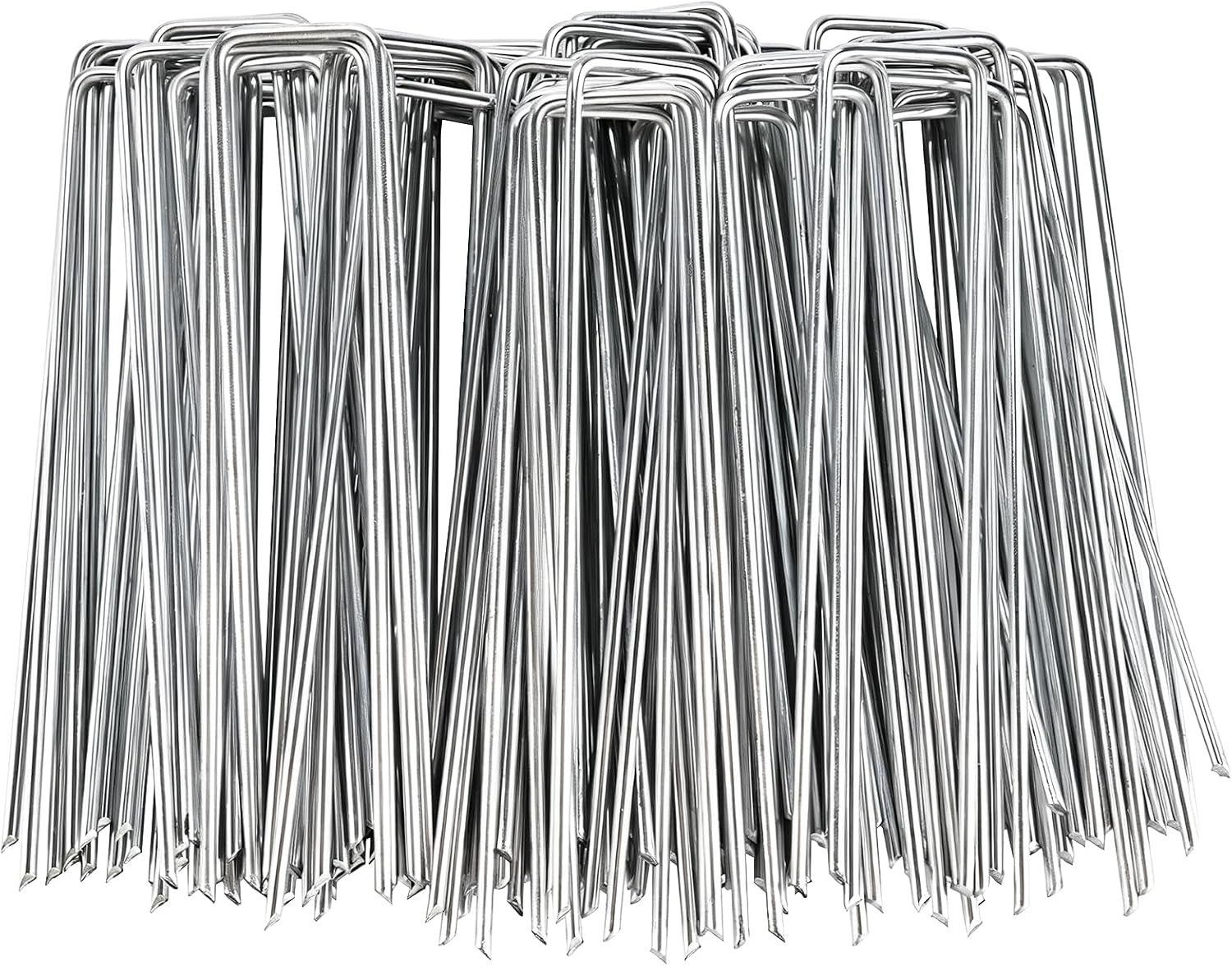 100 Pack Landscape Staples, 6" 8 Gauge Galvanized Steel Garden Stakes,Landscape Pins Turf Staples for Securing Weed