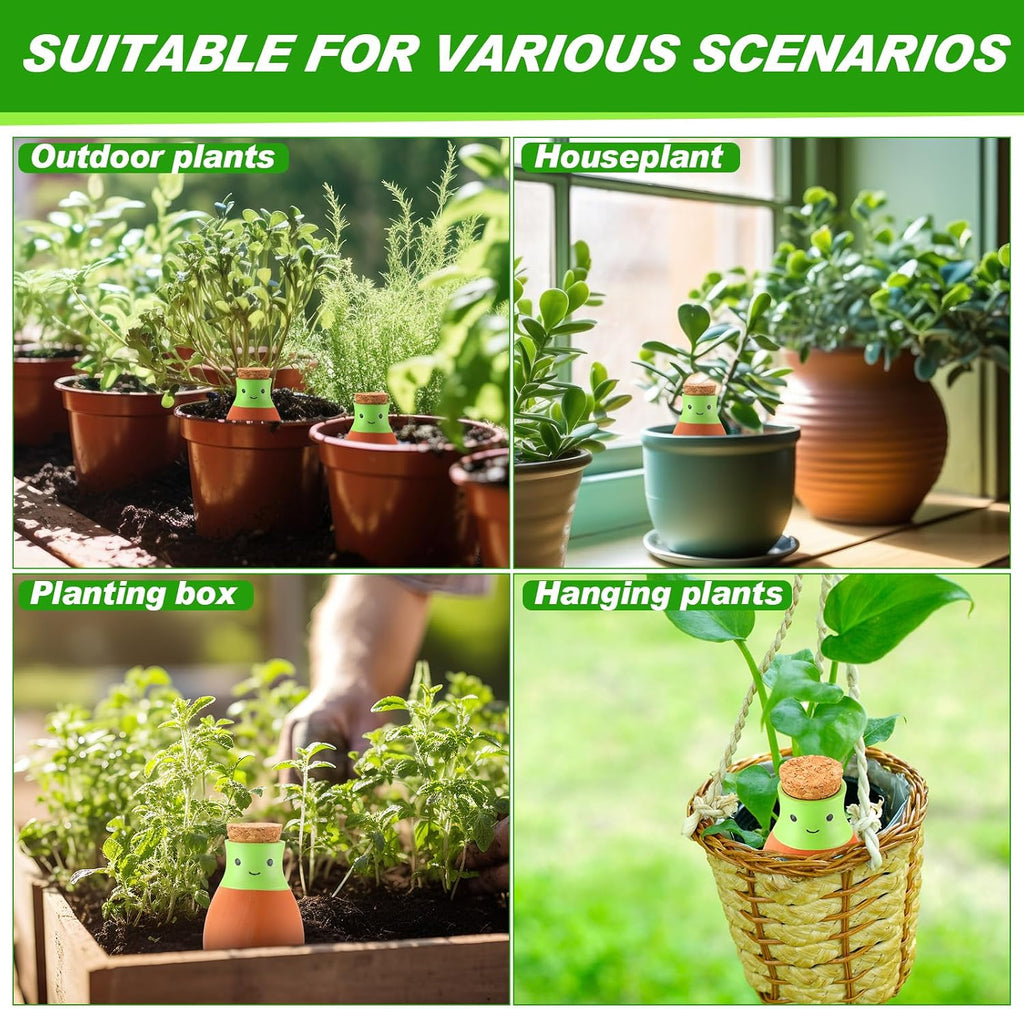 LemonRoad 4 Pcs Self Watering Terracotta Globes 11.5oz Large Ollas Plant Watering Globes Planter Insert Spike Pot Clay