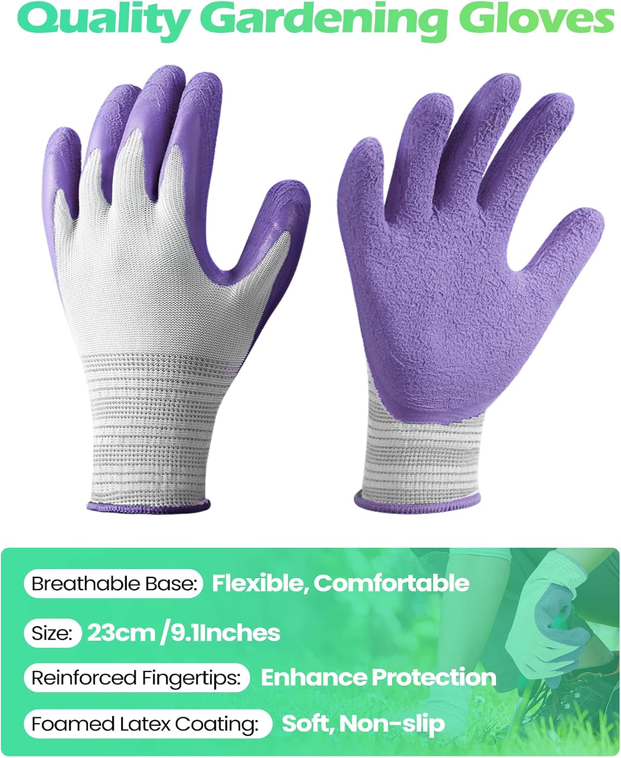 Irenare 24 Pairs Gardening Gloves Bulk for Women Ladies Breathable Rubber Coated Garden Glove for Yard Outdoor Work