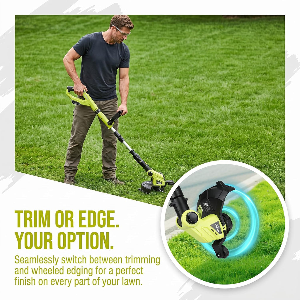 KITLUCK Cordless String Trimmer & Edger, 20V Electric Lawn Mower Weed Cutter with Auto Line Feed, 12″ Grass Trimmer