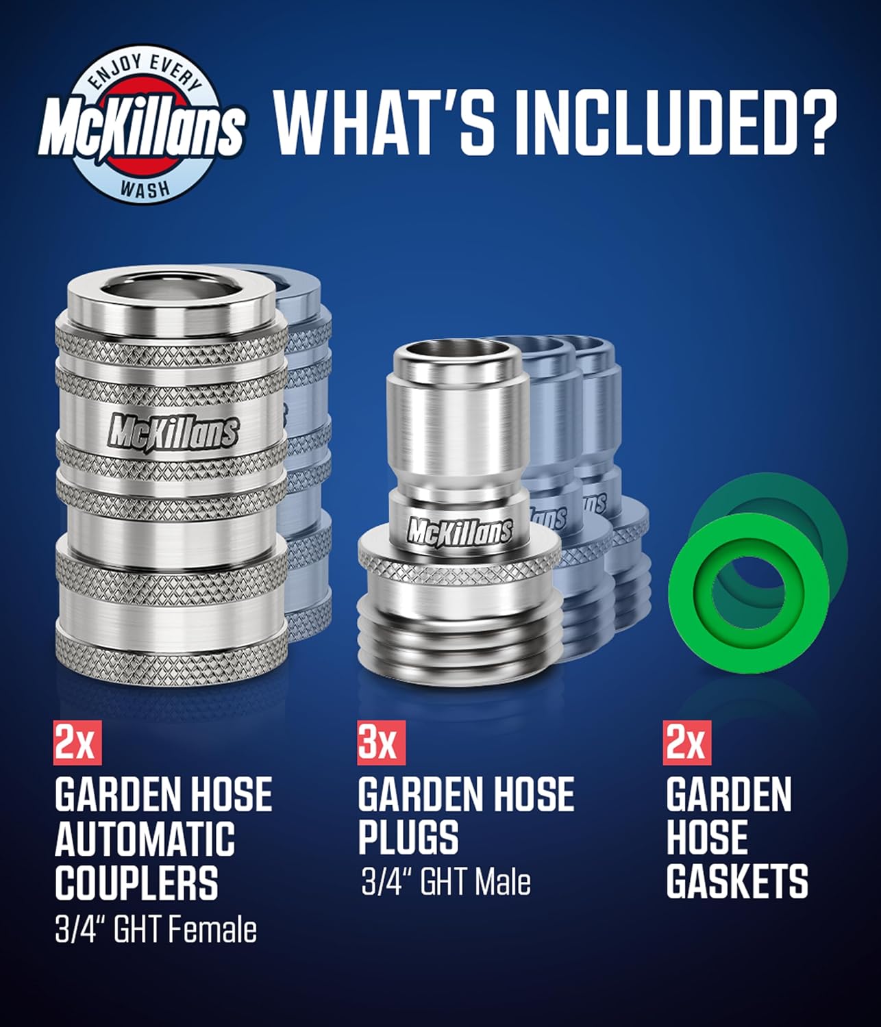 McKillans® 2025 Automatic Garden Hose Quick Connect [UNIVERSAL FIT] - Stainless Steel Quick Connect Hose Fittings