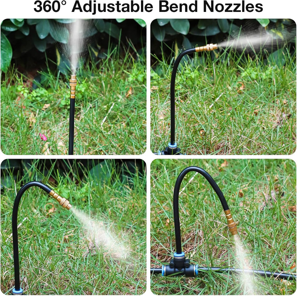 MIXC 200Ft 1/4" Drip Irrigation System,2026-Upgrade Garden Irrigation Kit with 32pcs Adjustable Copper Nozzles