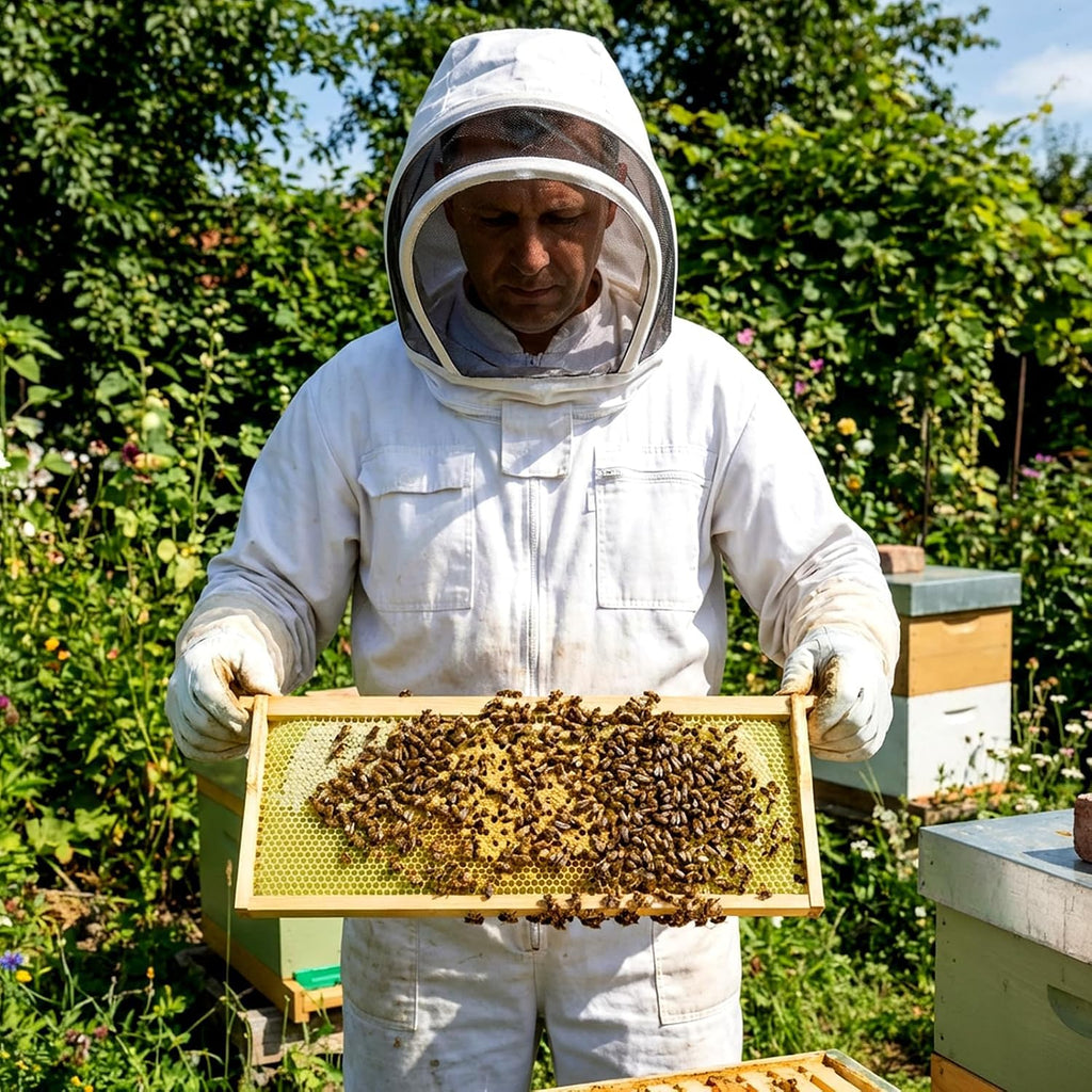 Medium Super Bee Frames with Food Grade Wax Foundations | 10 Pack, Unassembled Wood Bee Hive Frames, Beeswax Coated