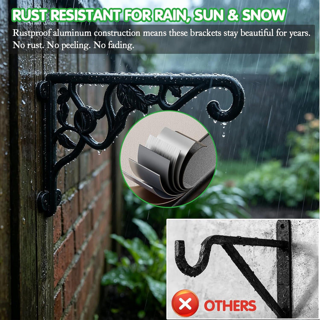 Heavy Duty Plant Hanger Bracket Set of 2, 13 inch RustProof Wall Mount Hook | 120LB Capacity, Bracket for Heavy
