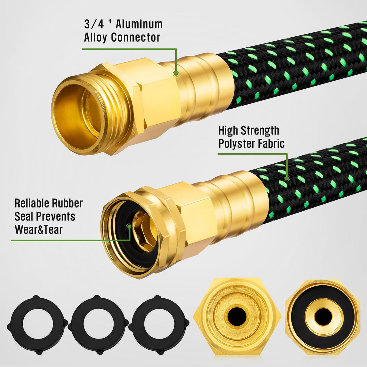 HBlife 50ft Garden Hose, Non Expandable Garden Hose with 10 Function Sprayer Nozzle, Flexible Lightweight Water Hose