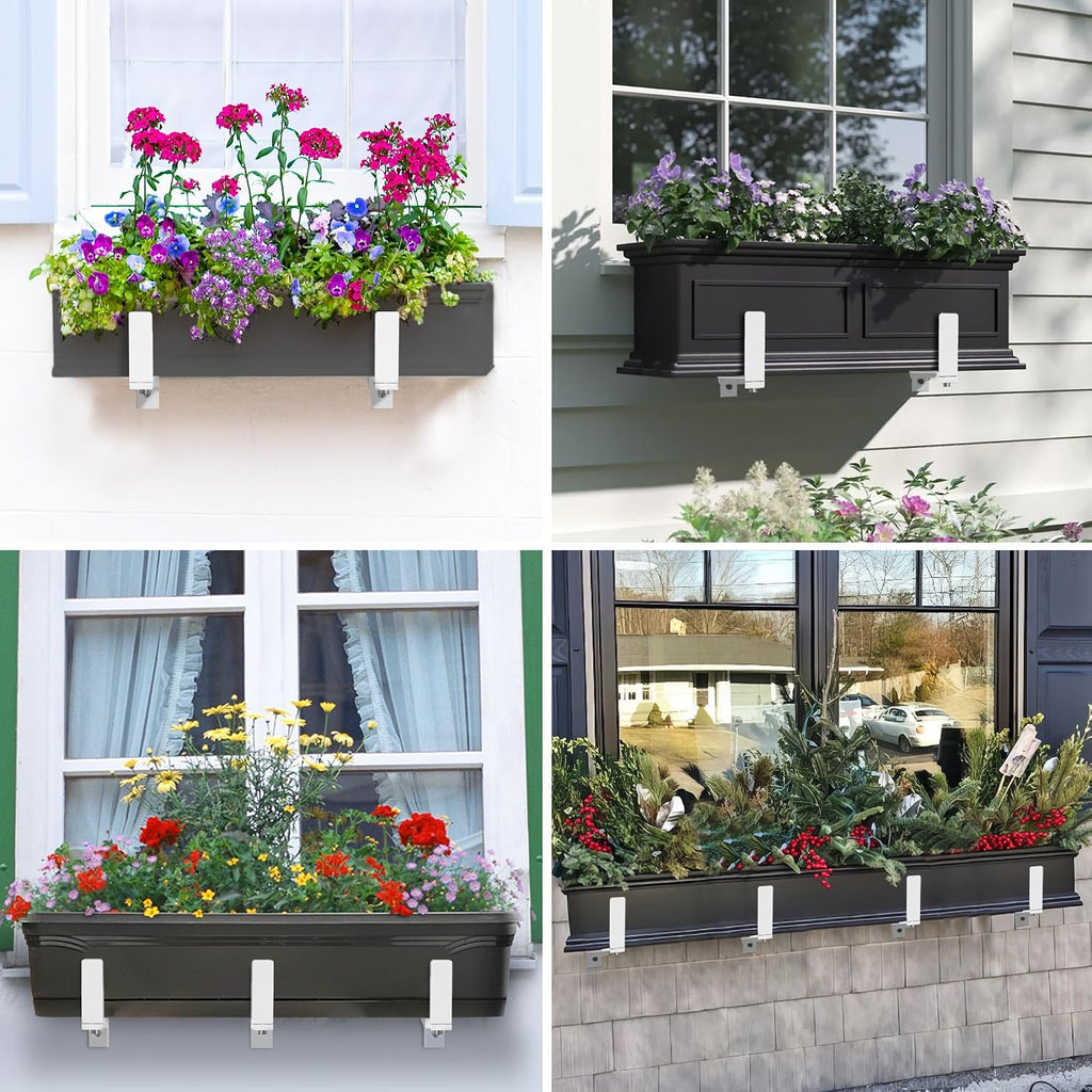 Y&M 6 Pcs Deck Railing Adjustable Planter Box Brackets (6 to 12.5 in), Universal Heavy Duty Iron Flower Box Brackets