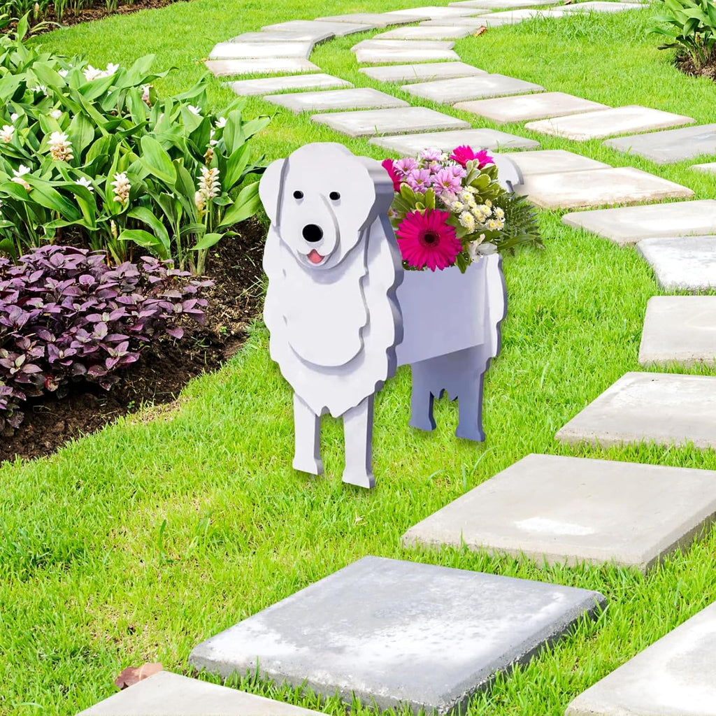 Great Pyrenees Dog Planter Pots, Animal Shaped Flower Pot | Cute Plant Gift for Women and Pet Lovers, Indoor Outdoor