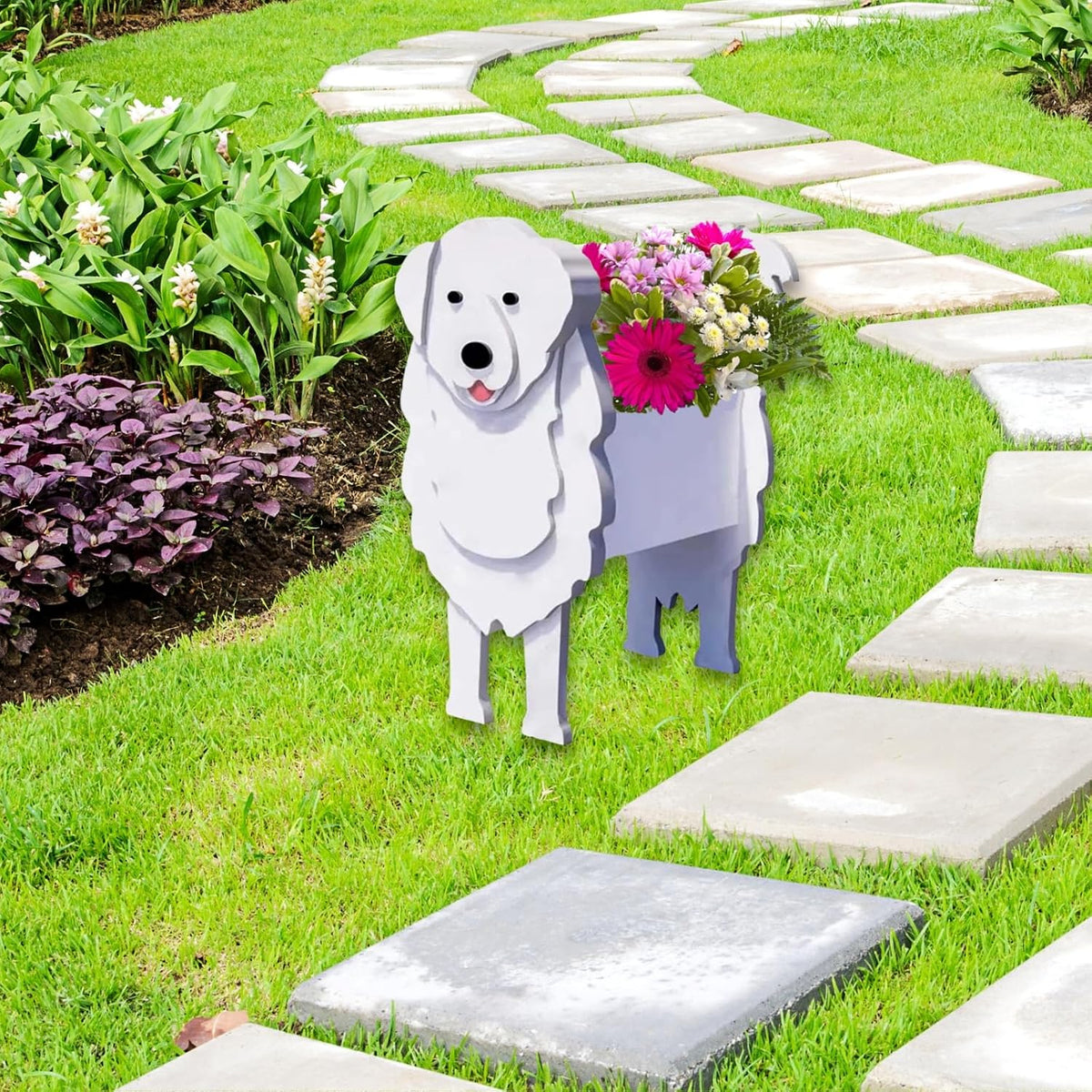 Great Pyrenees Dog Planter Pots, Animal Shaped Flower Pot | Cute Plant Gift for Women and Pet Lovers, Indoor Outdoor
