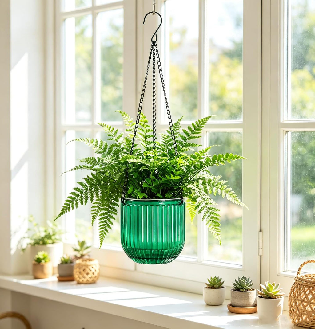 Melphoe Self Watering Hanging Planters Indoor Flower Pots, (6.5’’+6.5’’+5.3''+5.3'' 4Pack) - Outdoor Hanging Plant Pot