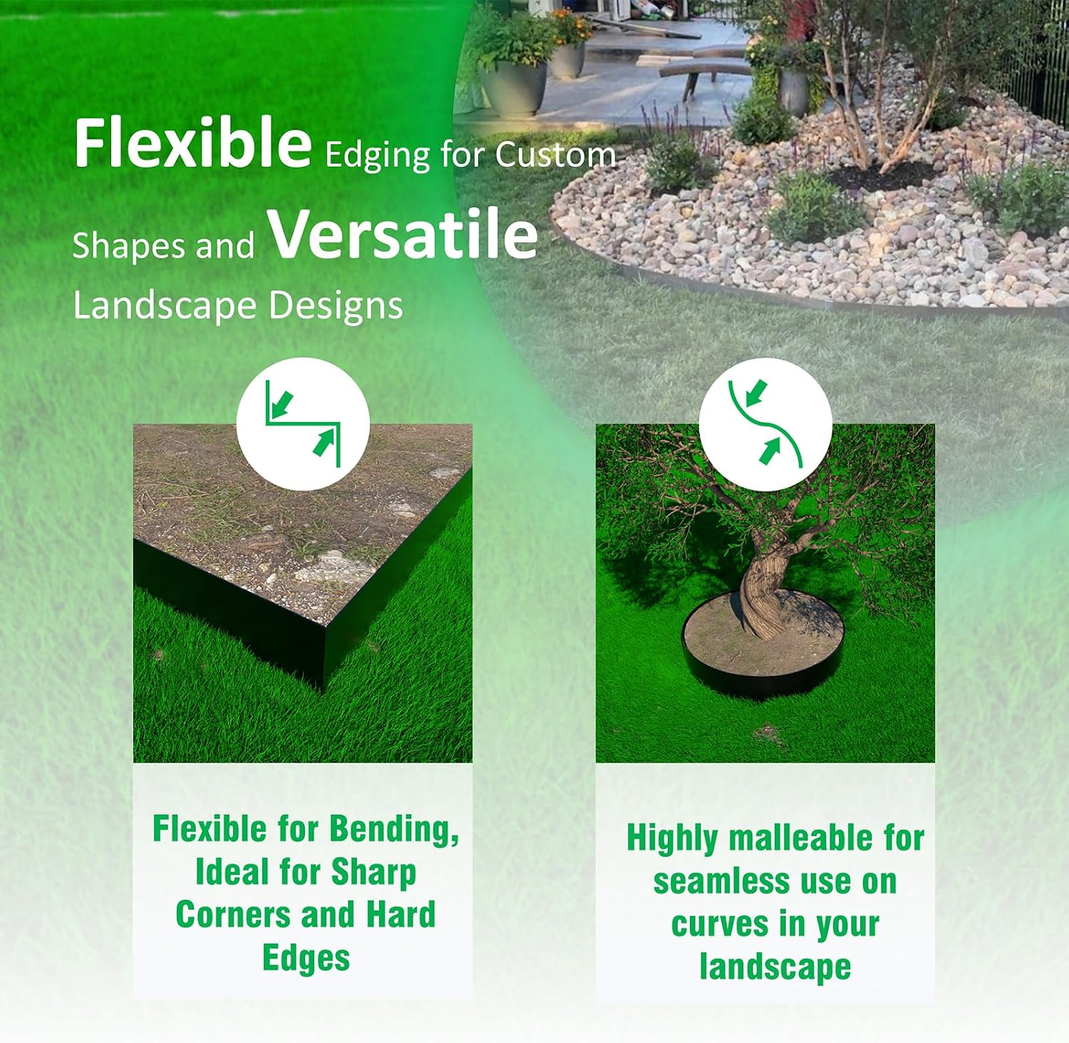 20ft. 6-Pack Galvanized Metal Edging for Landscaping - 40" L x 8" H Metal Landscape Edging with 6 Stakes, Hammer-in