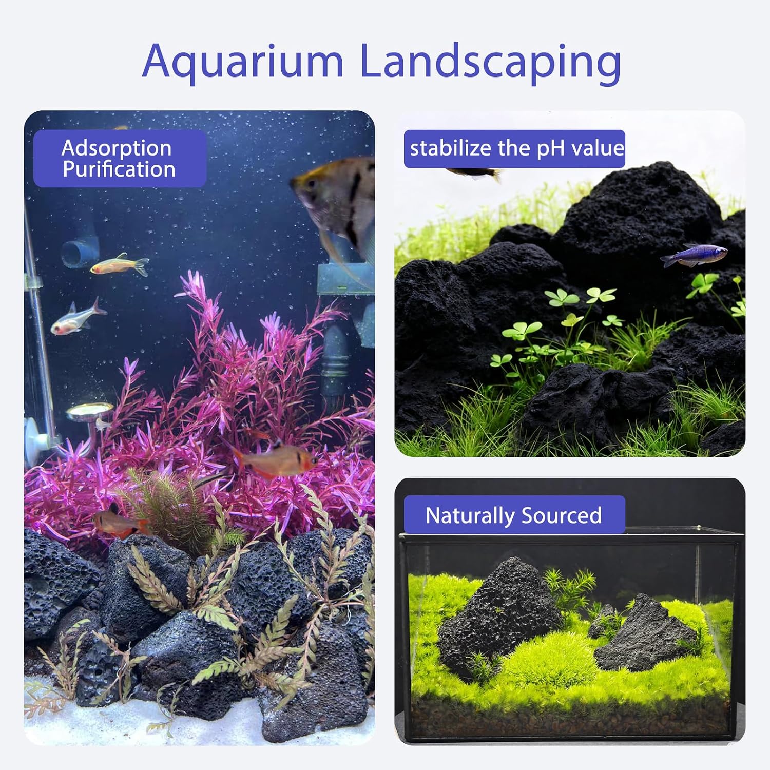 Volcanic Lava Rocks for Fish Tanks Bonsai Fire Pits Aquarium Rocks for Aquascaping,Terrariums,Bonsai,Garden Landscaping