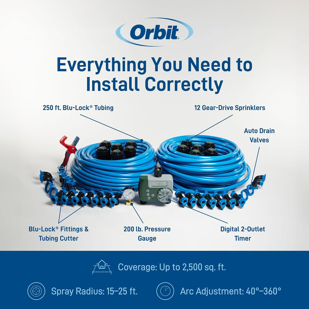 Orbit 2-Zone All-in-One Automatic Watering System - Automatic Sprinkler System for Yard Irrigation Setup - DIY Lawn Kit