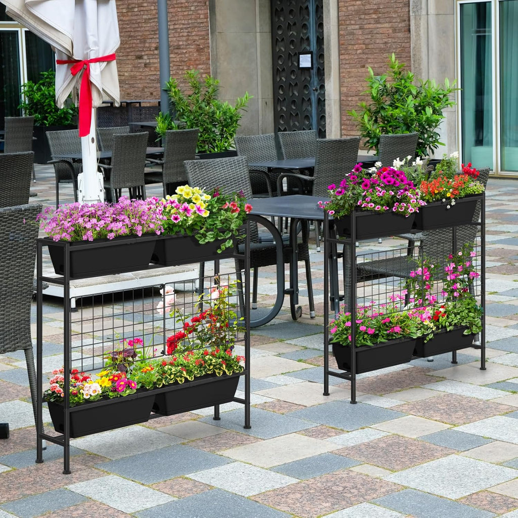 OYEAL Raised Garden Bed 32" Tall Elevated Planter Boxes with Trellis & Legs, Vertical Herb Garden Planter Outdoor for