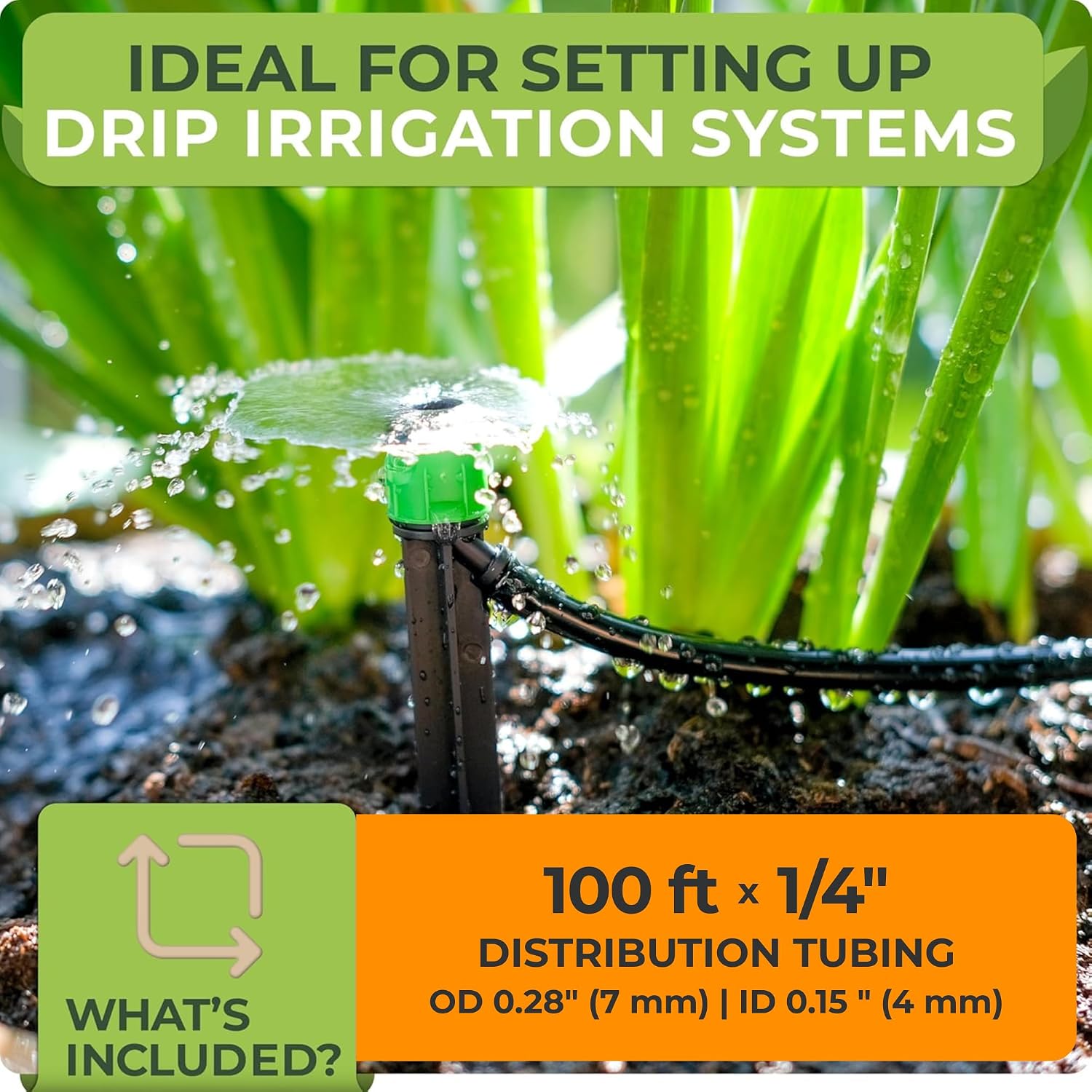 1/4" Irrigation Tubing Parts for Drip Irrigation Watering System | 100 ft Drip Irrigation Tubing for Garden Irrigation