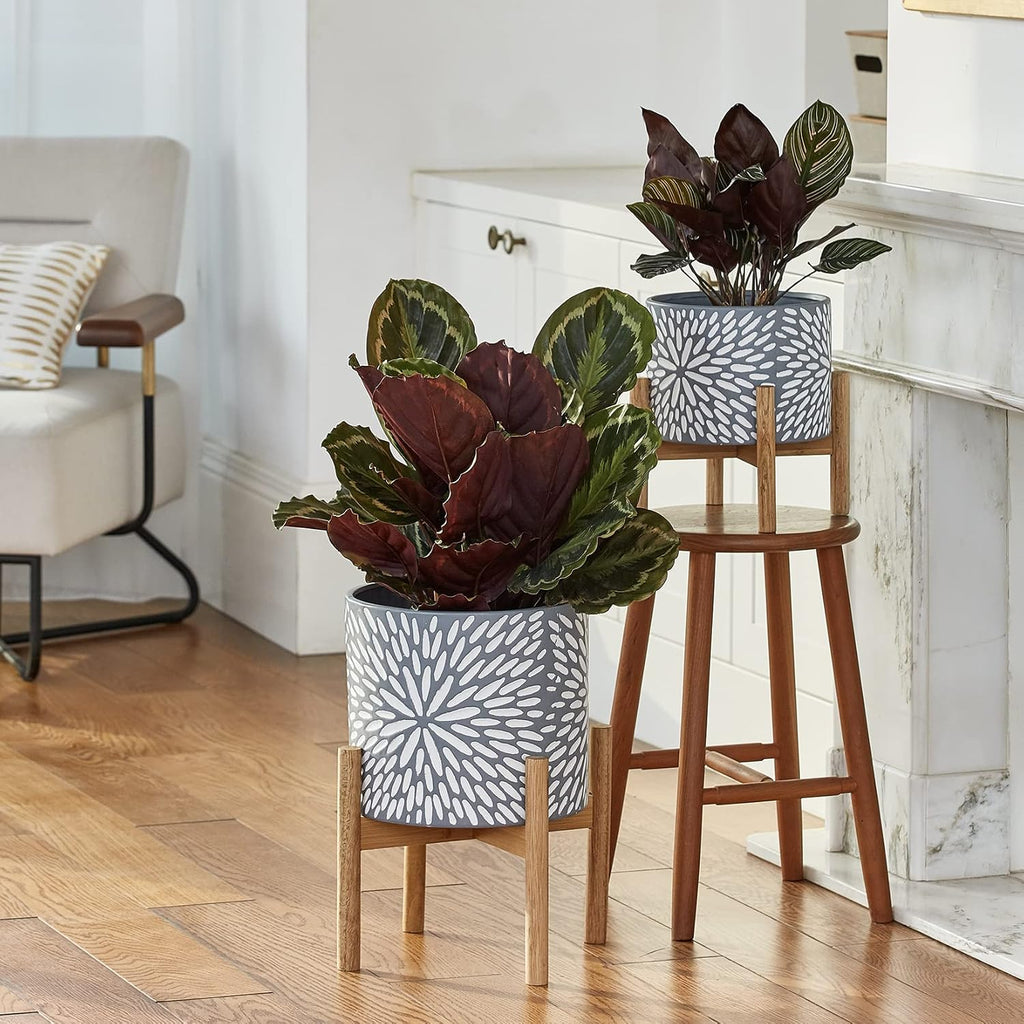 LA JOLIE MUSE Ceramic Planter for Plant, 8 Inch Indoor Planter with Stand | Decorative Planter Pot with Drainage Hole