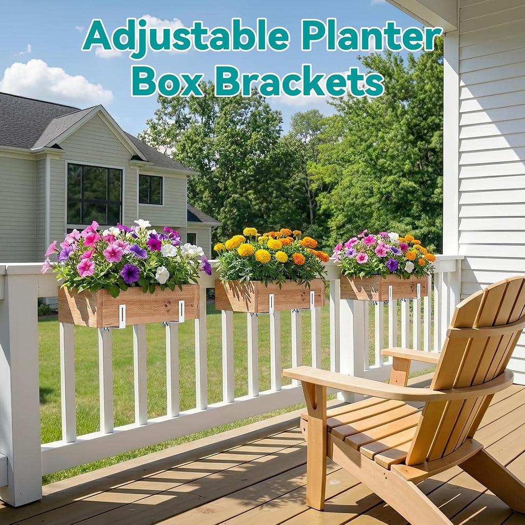 Adjustable Planter Box Brackets,Enhanced Bottom Support,Universal Outdoor Hanging Brackets,Flower Box Brackets for