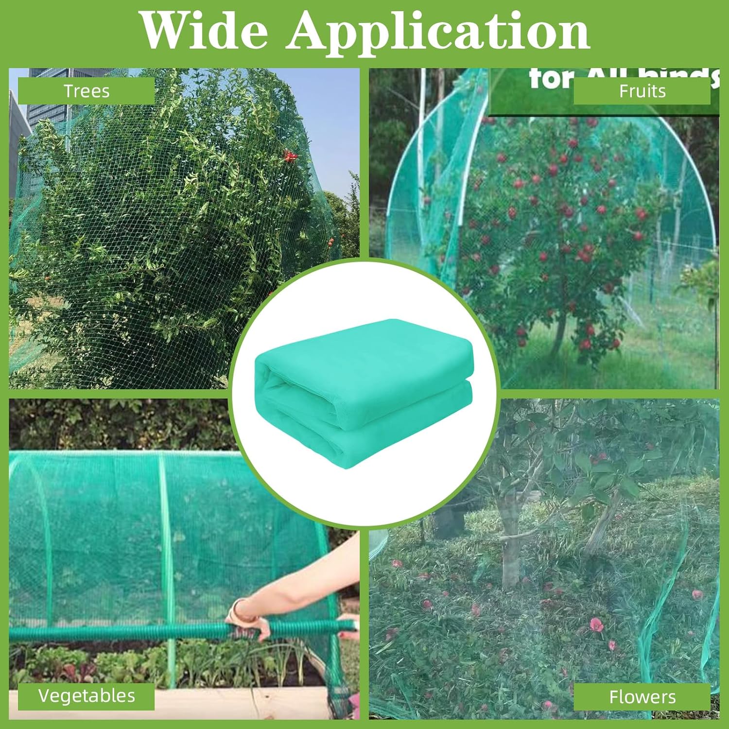 10 x 65FT Garden Mesh Netting, Ultra Fine Mesh Protection Netting Plant Covers Greenhouse Row Cover Raised Bed Screen