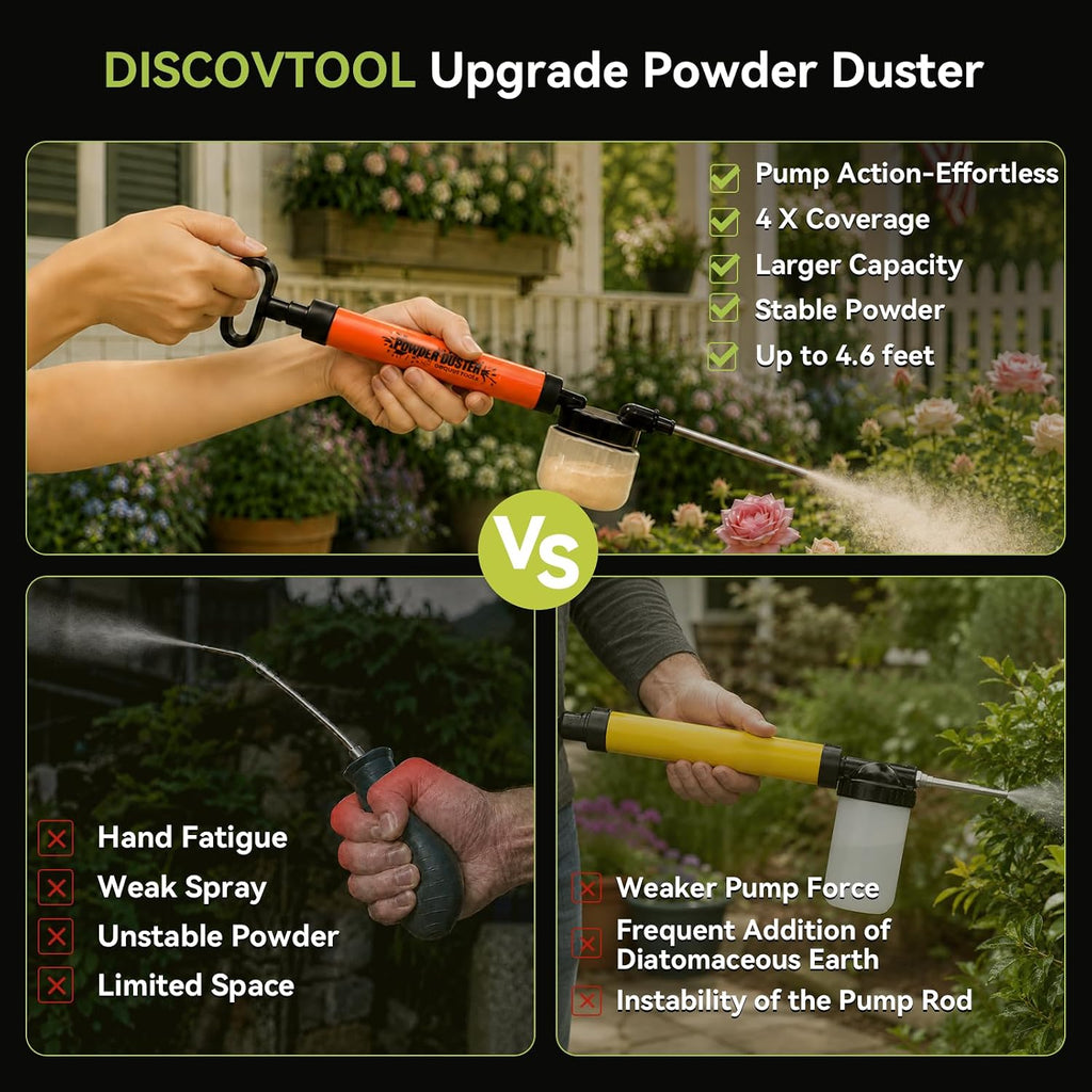 Diatomaceous Earth Powder Duster,4.6 FT Adjustable Powder Pump Sprayer Applicator with 300ml Hopper and Carry Bag for