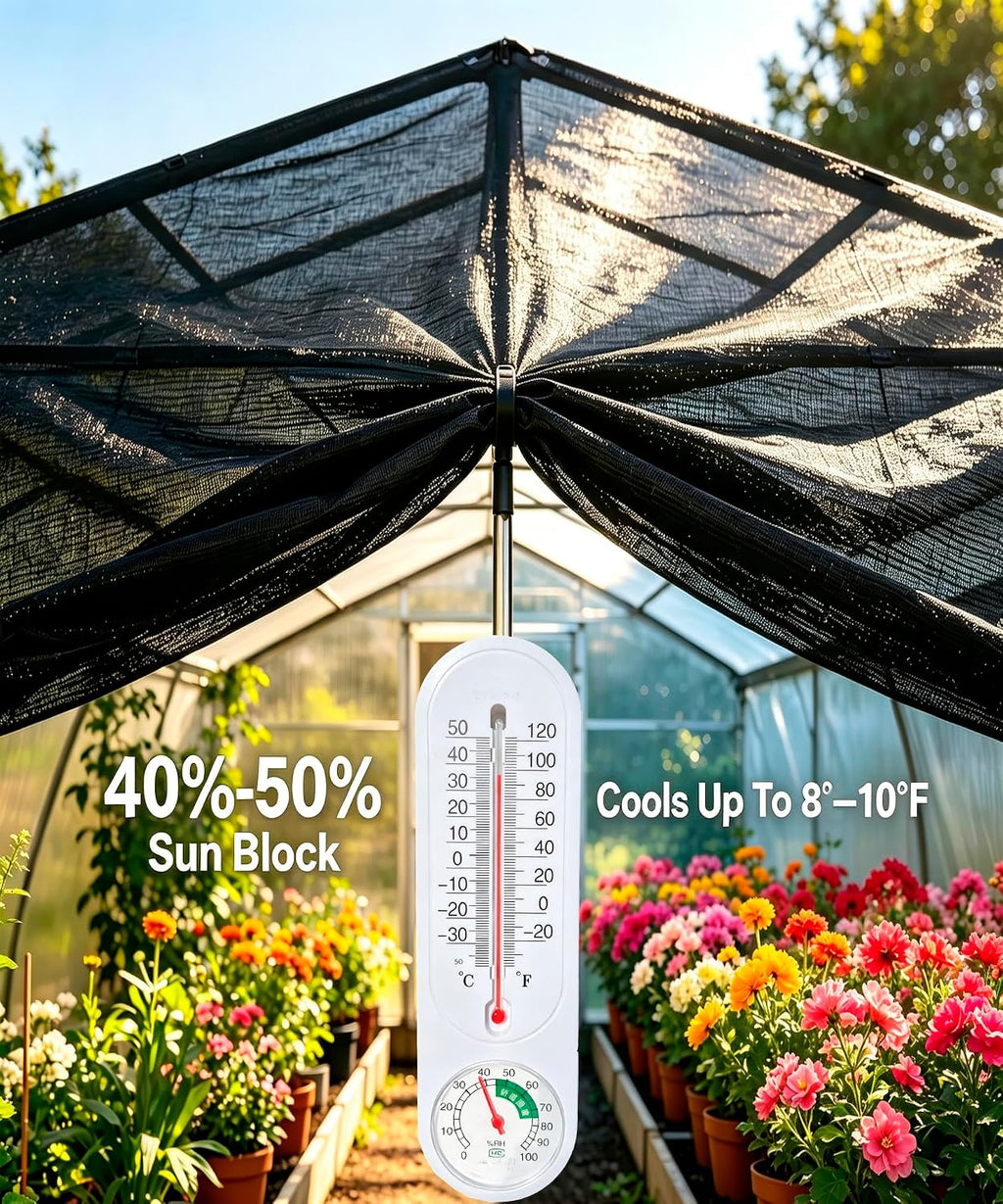 40%-50% Black Shade Cloth for Garden, 10x14FT Sun Block Mesh Tarp | Sun Shade Cover for Plants Cover, Greenhouse