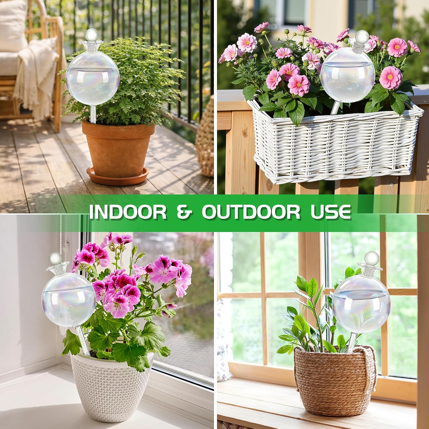 17 oz Extra Large Plant Watering Globes, Glass Self Watering Globes, Rainbow Gradient Self Watering Planter Insert