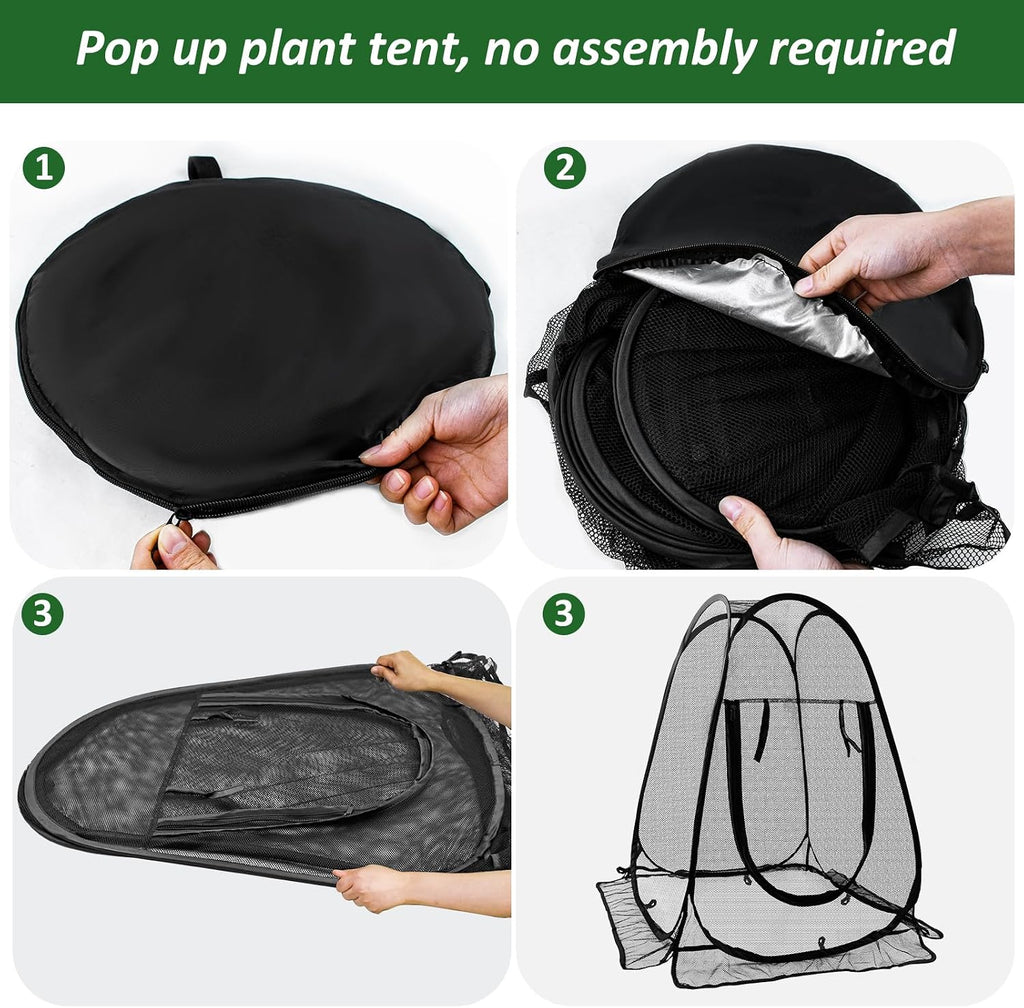 Pop Up Mesh Plant Protectors from Animals,Large Plant Netting Guard Cover with 8 Stake Crop Cage Fine Mesh Plant Tents