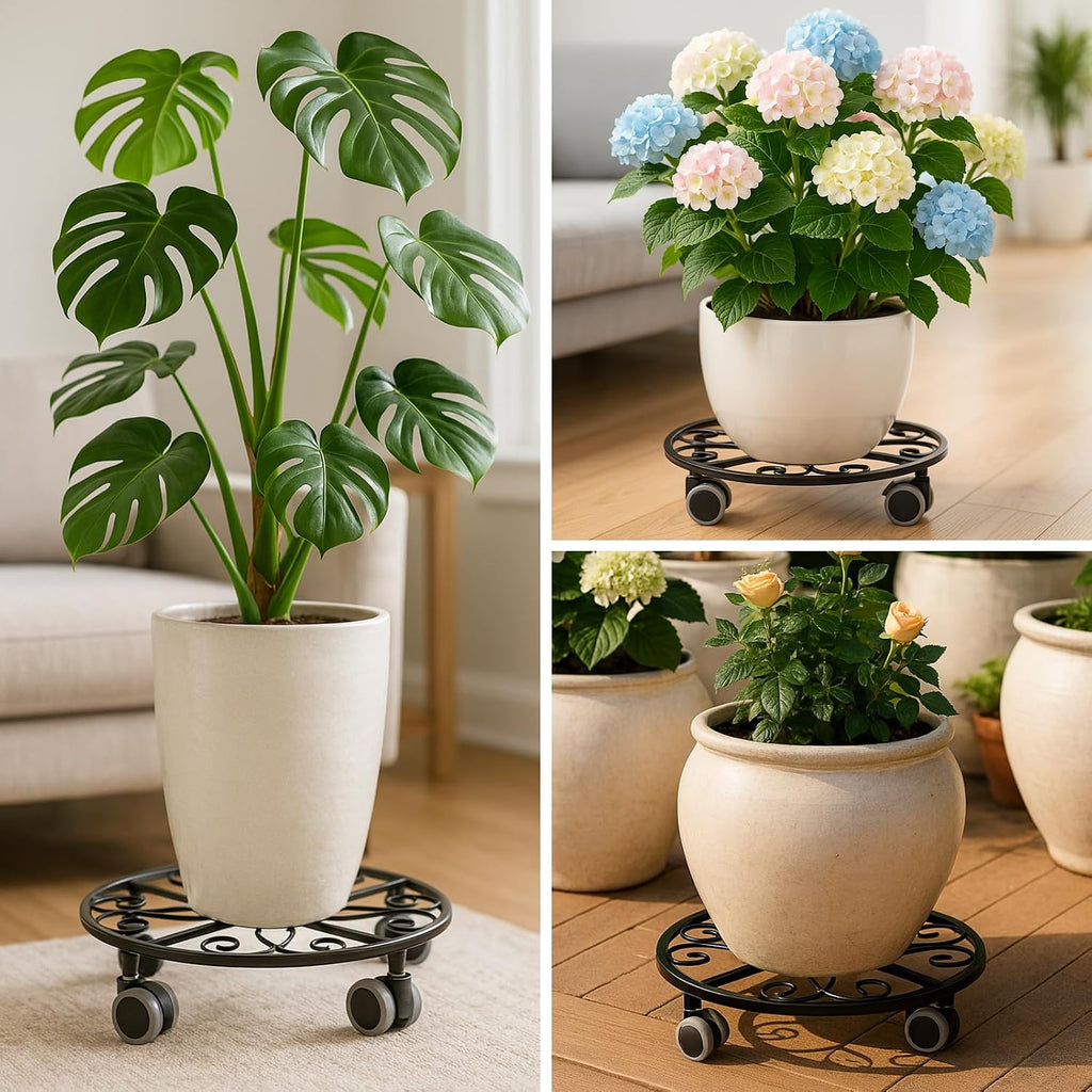 5 Pack Plant Caddy with Wheels Heavy Duty 11.8 Inches Metal Plant Stand with Wheels Plant Dolly Rolling Plant Stand