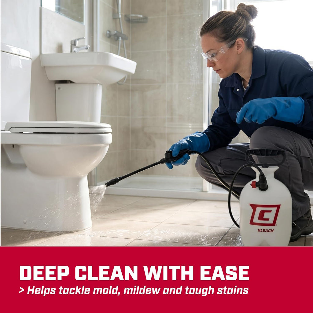 Chapin 1-Gallon Bleach Pump Sprayer, Resistant Seals for Cleaning | Chemical-resistant tank and seals; for mold