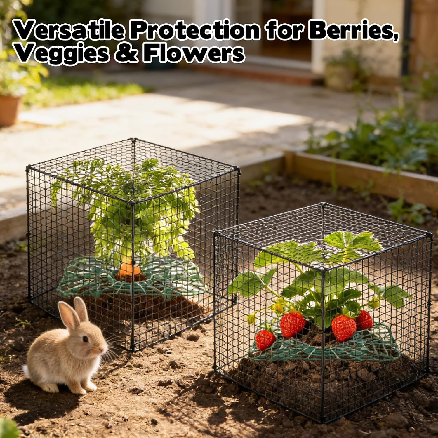 6 Set Upgraded Strawberry Protection Supports with Wire Plant Protectors from Animal Sturdy Metal Wire Plant Cages Mesh