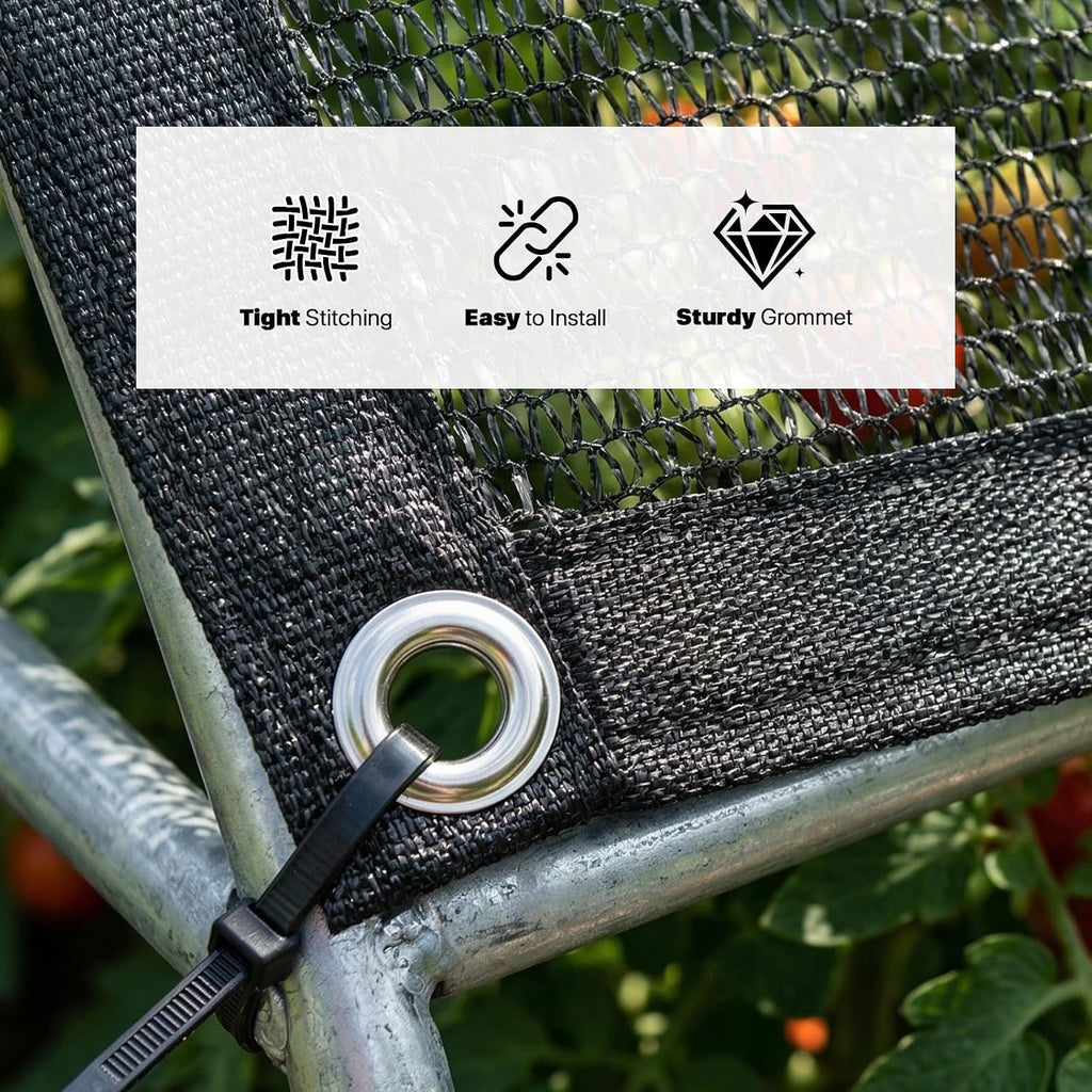 Royal Shade 50% Black Shade Cloth 16FT x 16FT Mesh Tarp with Grommets for Garden Patio, Plant Shading, Greenhouse