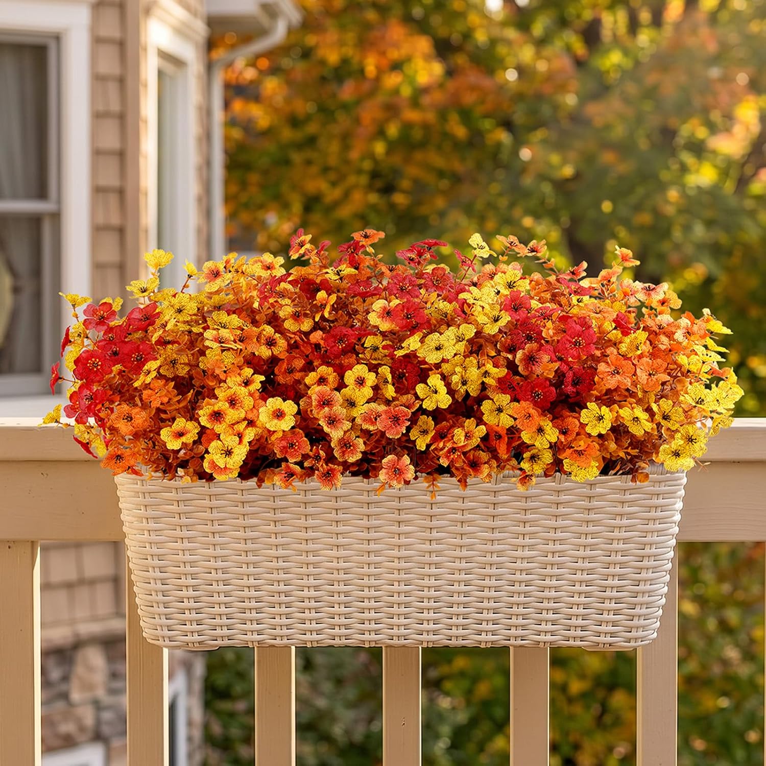 Lifewit Fall Artificial Flowers for Outdoor Indoor, 24 Bundles Plastic Fake Flowers Daisy with Eucalyptus Leaves for