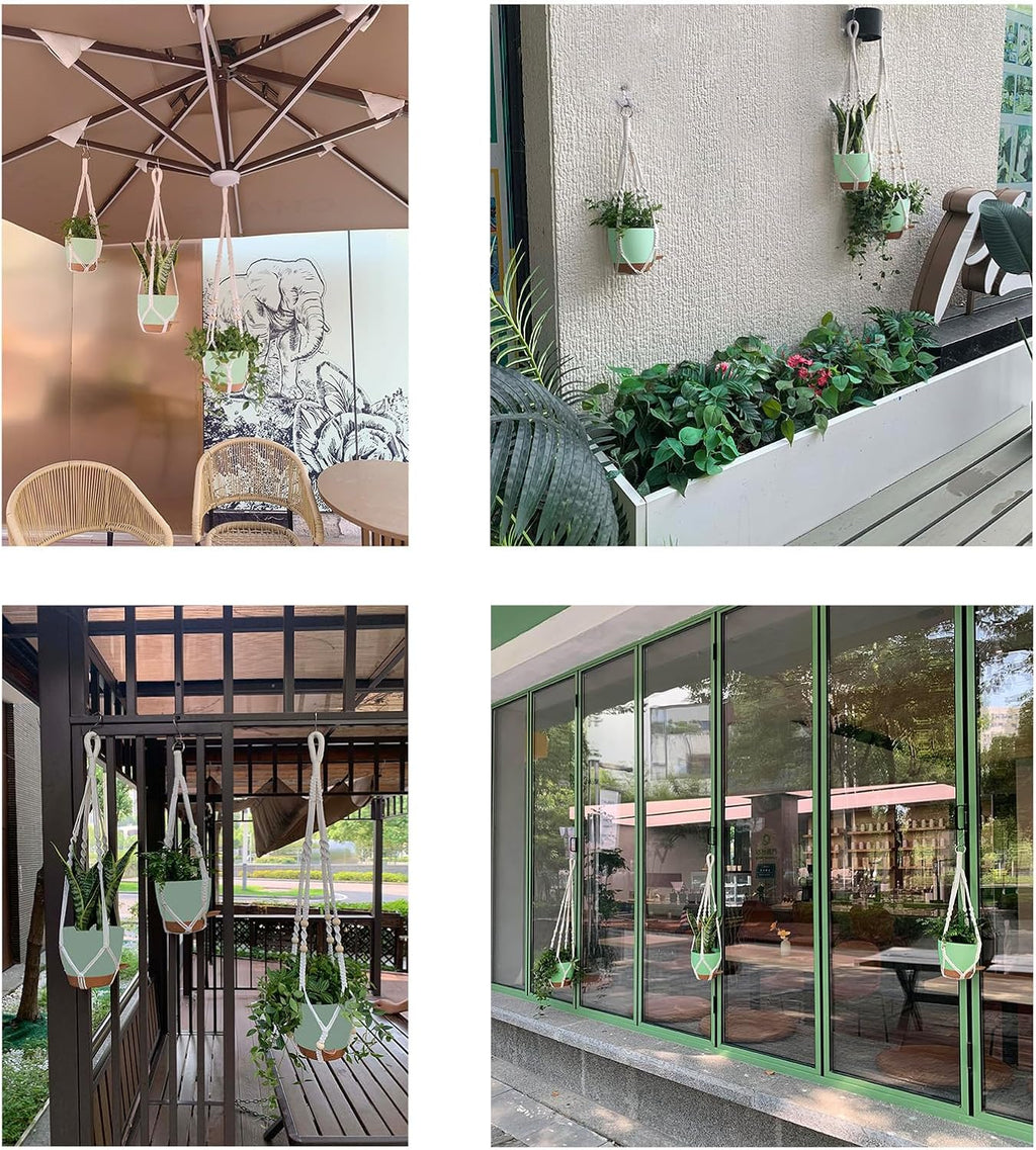 Hanging Planters with Macrame Plant Hangers for Indoor Outdoor Plants, 3 Set Hanging Baskets Flower Pots Holders