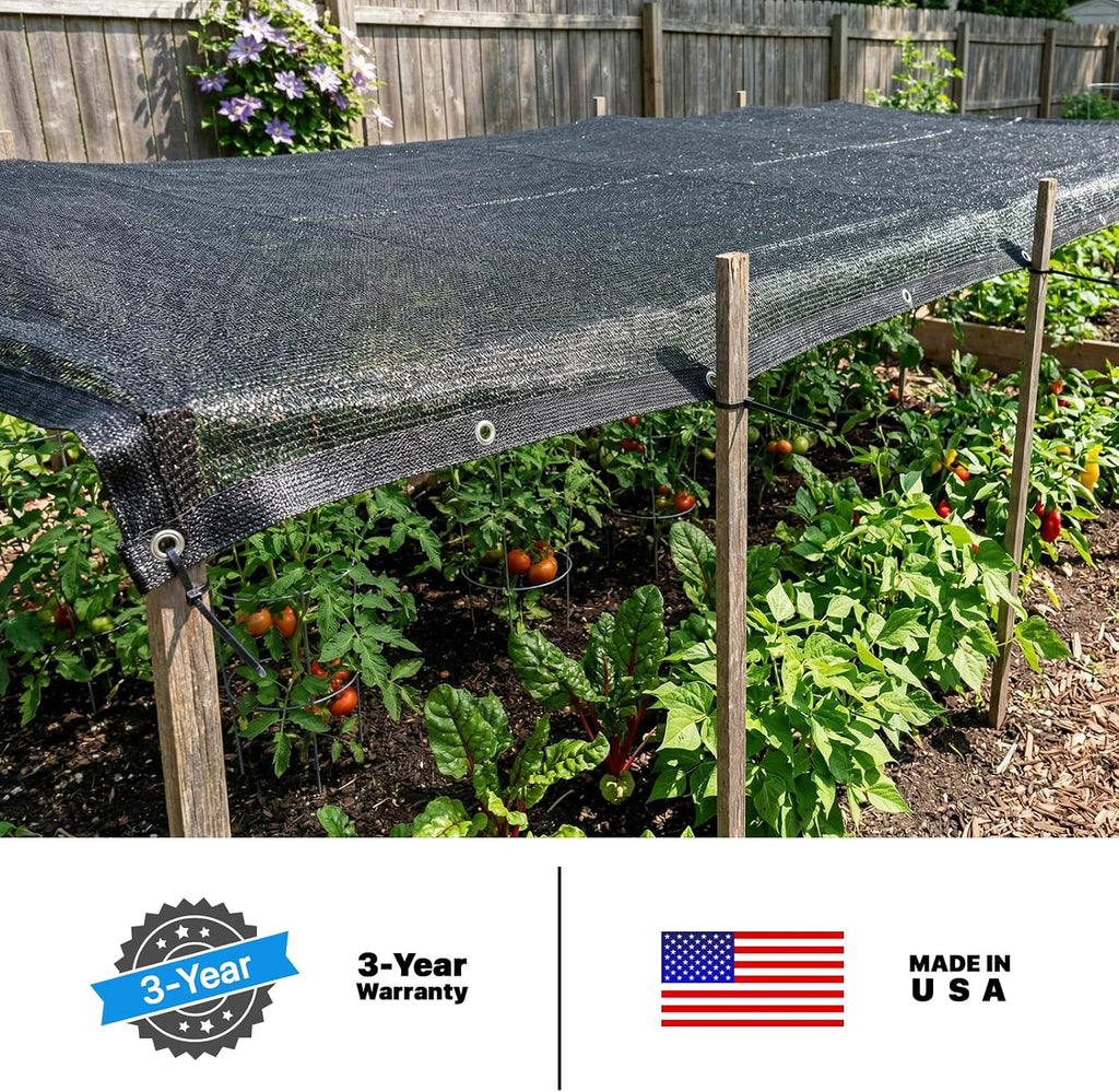30% Shade Cloth for Plant, Black 8FT x 16FT Outdoor Shade Tarp, Shade Cover with Upgrade Grommets and Zip Ties, Netting