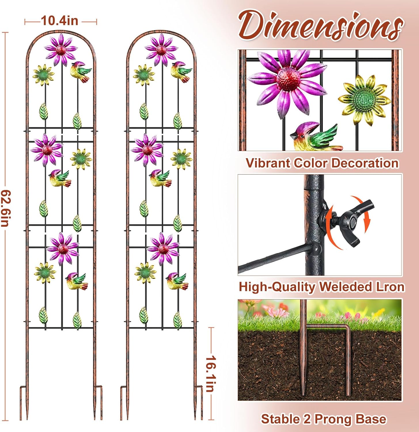 Metal GardenTrellis, Arched Fence Trellis Plant Support Trellises, Supporting Plants Outdoor Decoration for Climbing