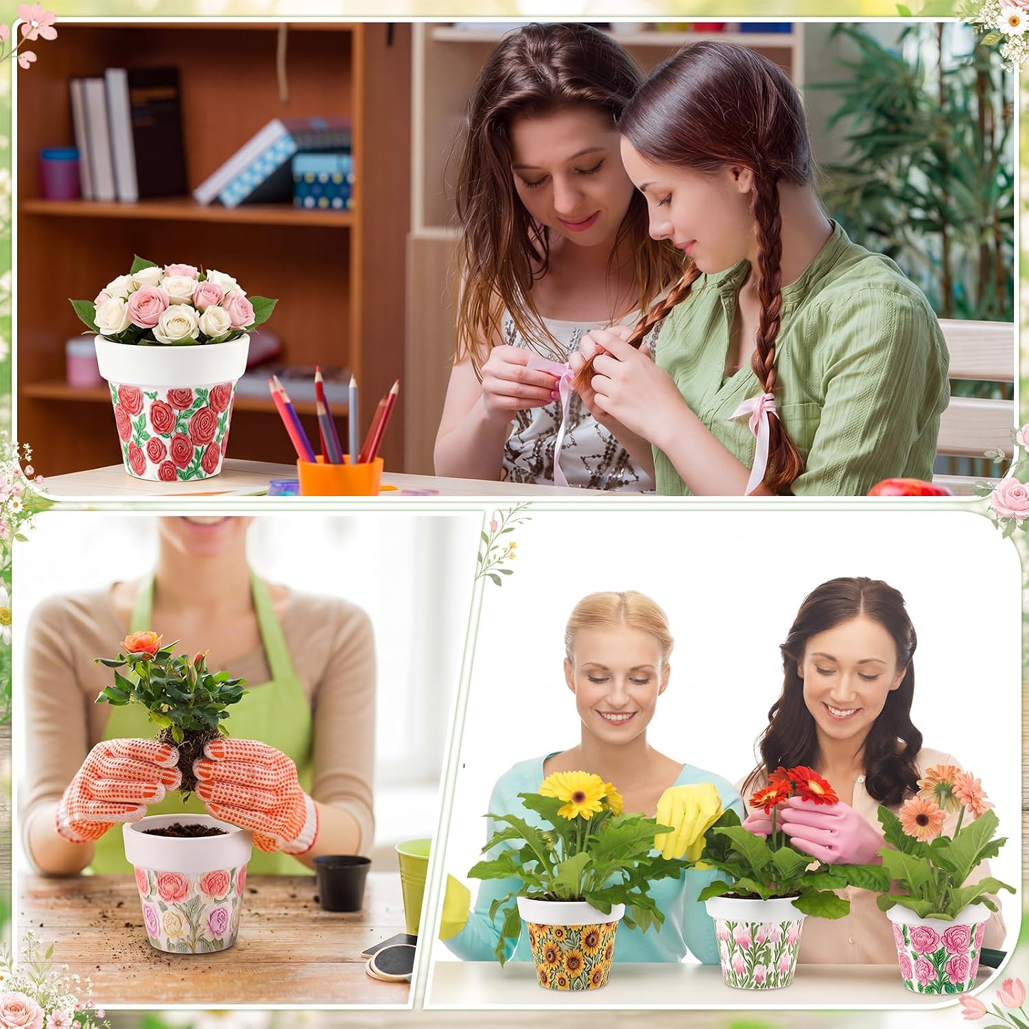 Zubebe 8 Pcs Paint Your Own Ceramic Pots Bulk Unfinished Succulent Pots Craft Kit with Drainage Hole Mini Paintable